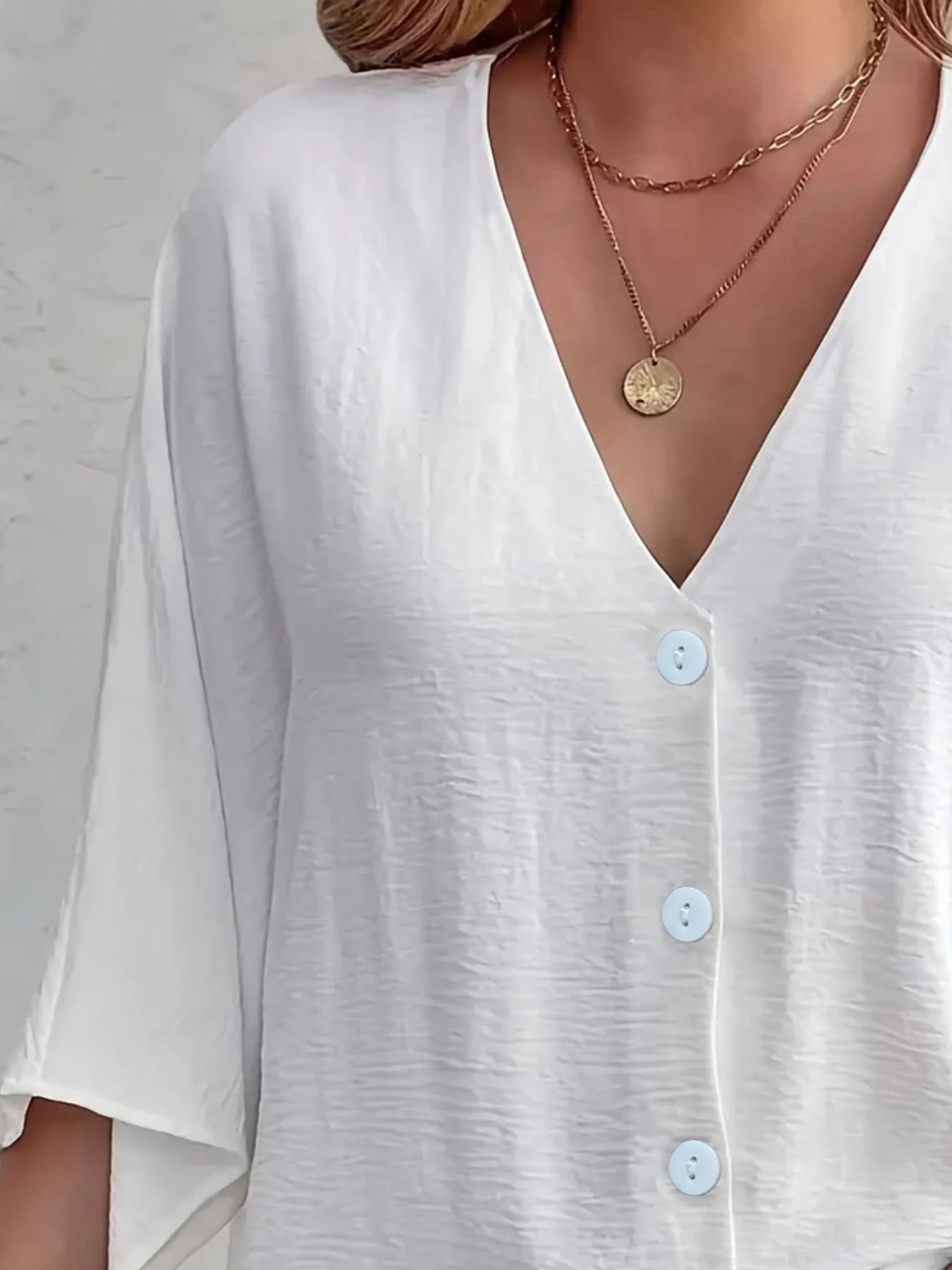 Full Size V-Neck Button Down Shirt Plus Size