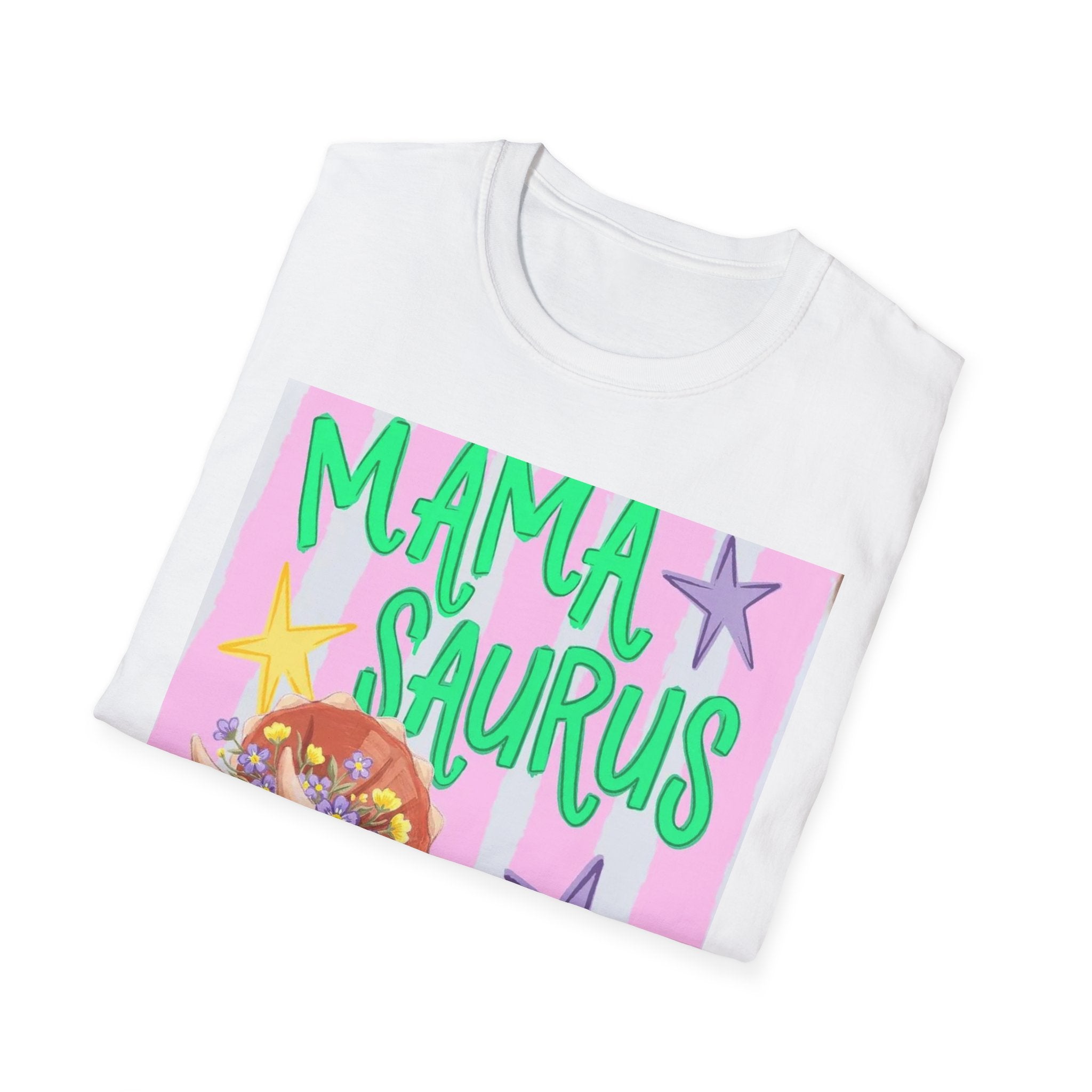 Mamasaurus T-Shirt — Cute Triceratops 'MAMA SAURUS' Graphic Tee for Moms