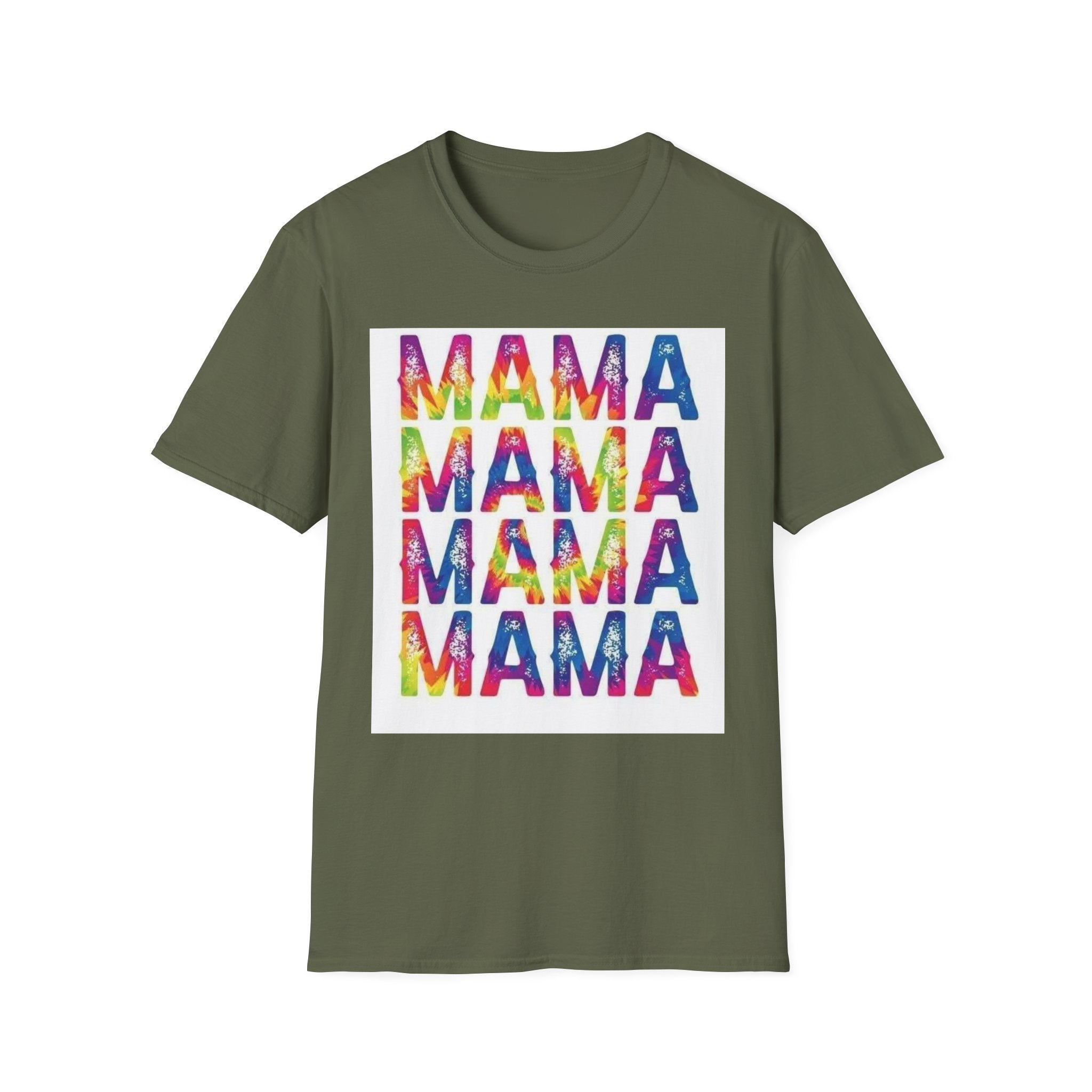 Mama Tie-Dye Stack T-Shirt — Colorful 'MAMA' Graphic Tee for Moms, Mother’s Day Gift