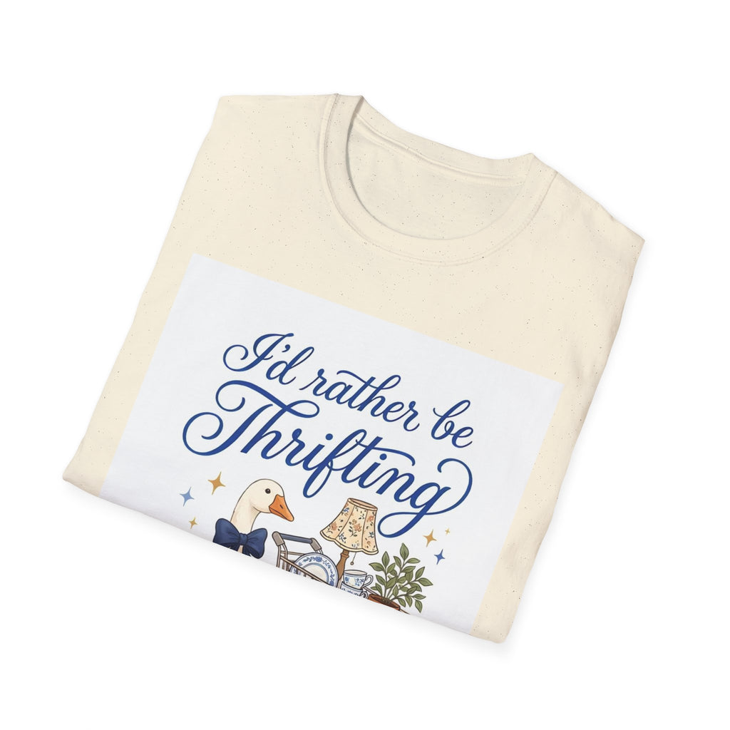 I'd Rather Be Thrifting T-Shirt — Cute Goose & Shopping Cart Vintage Graphic Tee
