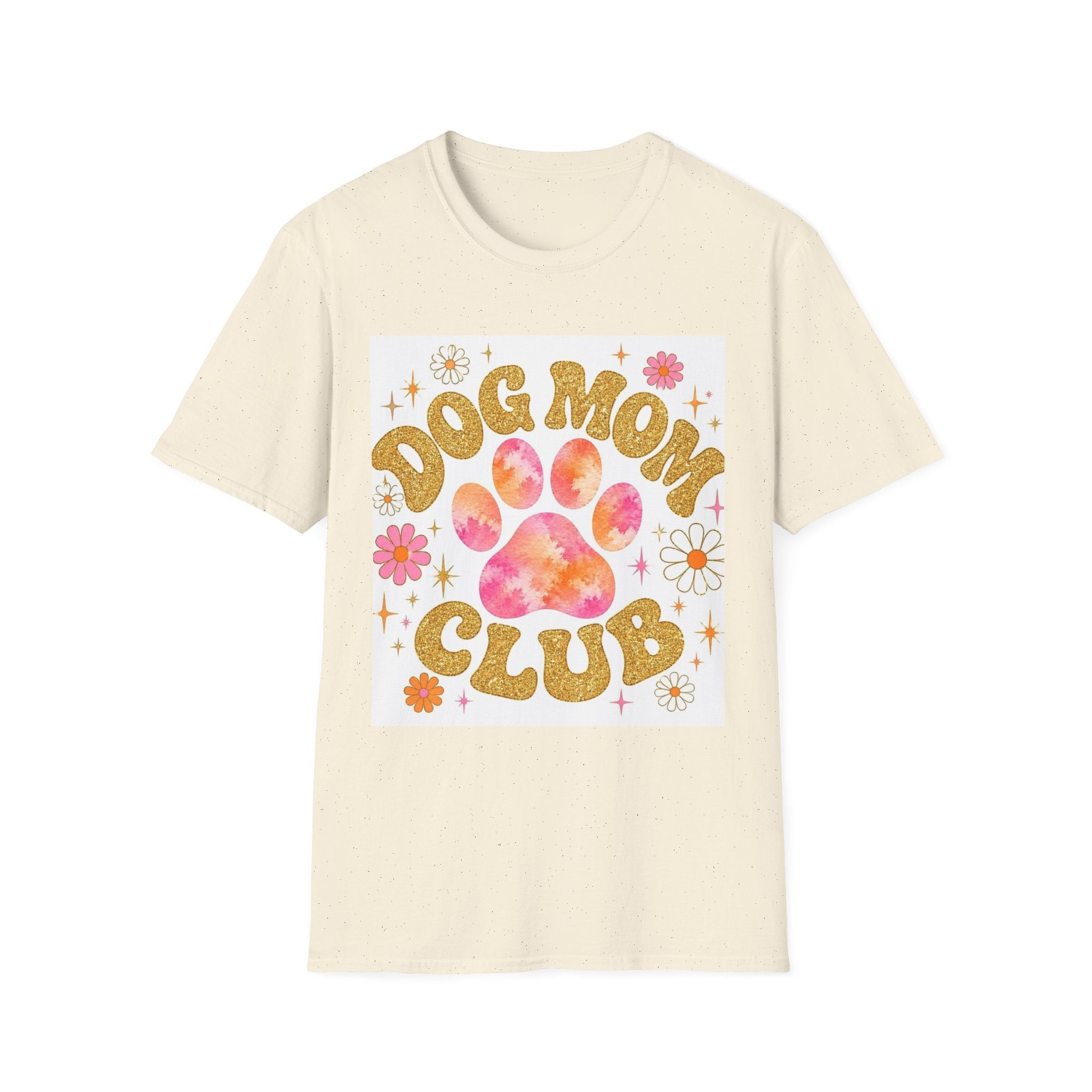 Dog Mom Club T-Shirt — Retro Floral Paw Graphic Tee for Dog Lovers