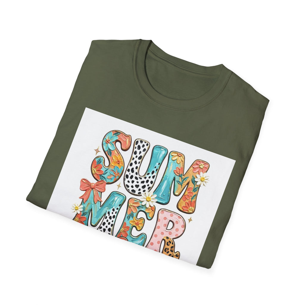 Summer Vibes T-Shirt — Colorful Floral & Leopard Print Graphic Tee