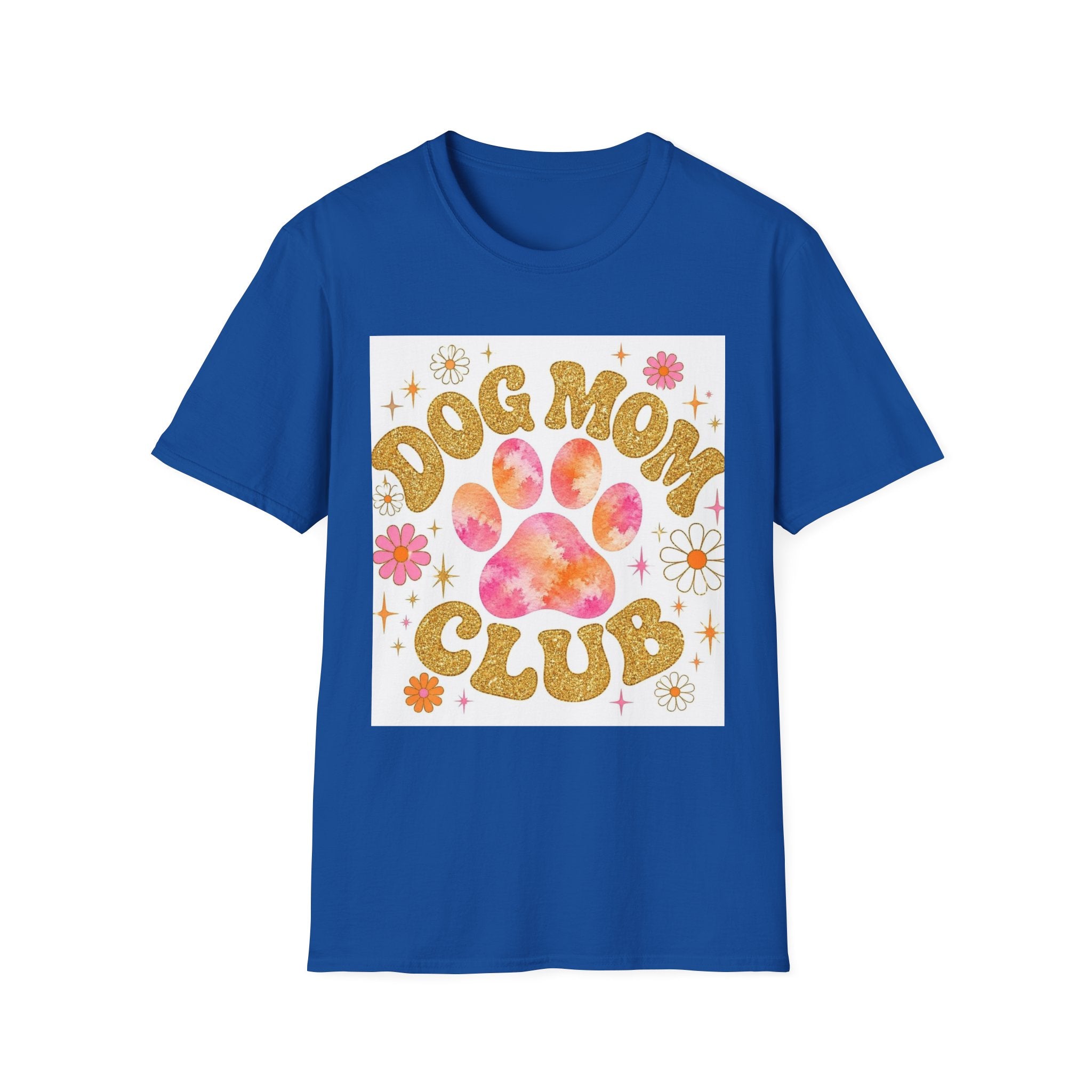 Dog Mom Club T-Shirt — Retro Floral Paw Graphic Tee for Dog Lovers