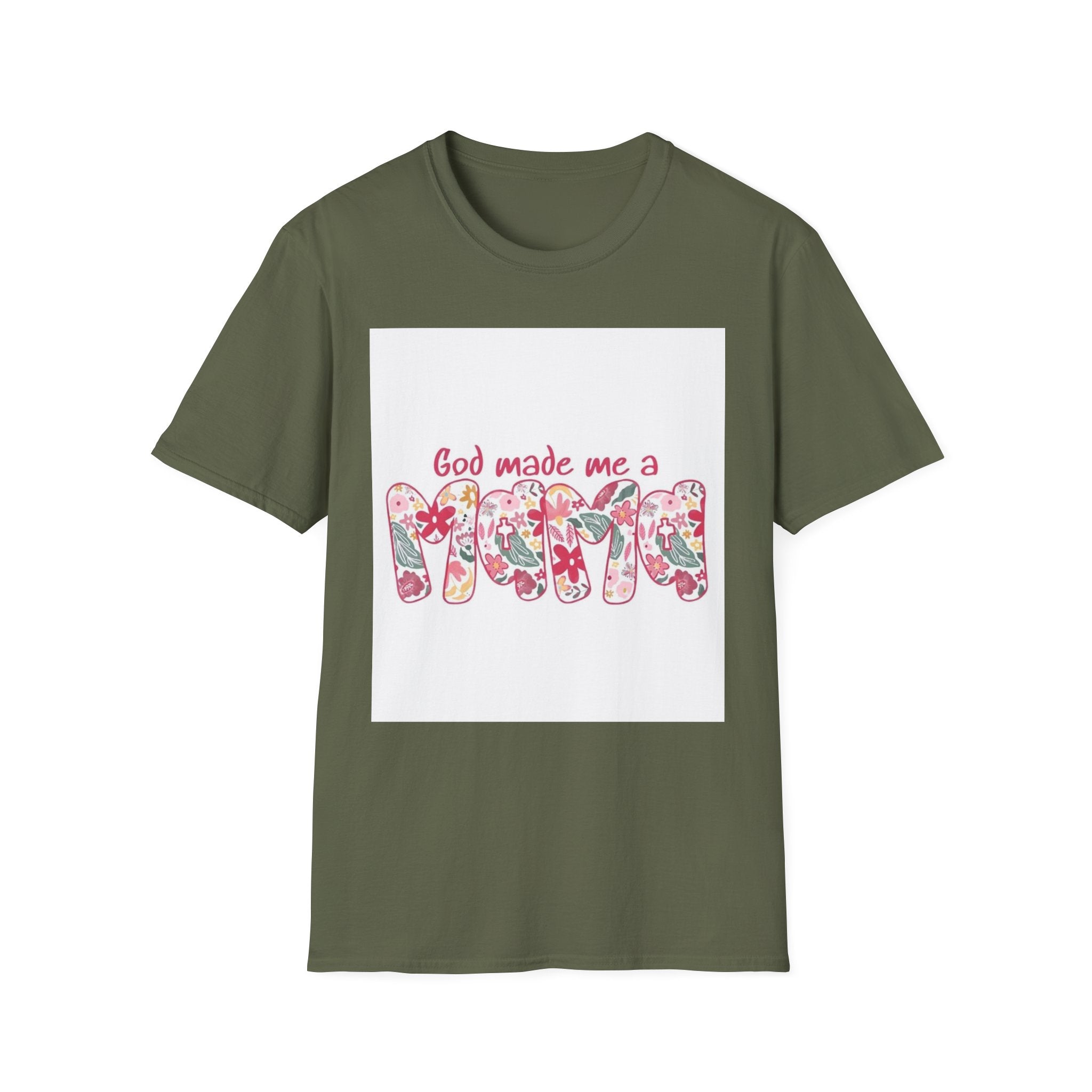 God Made Me a Mama Floral T-Shirt — Christian Mom Gift, Mother's Day Tee
