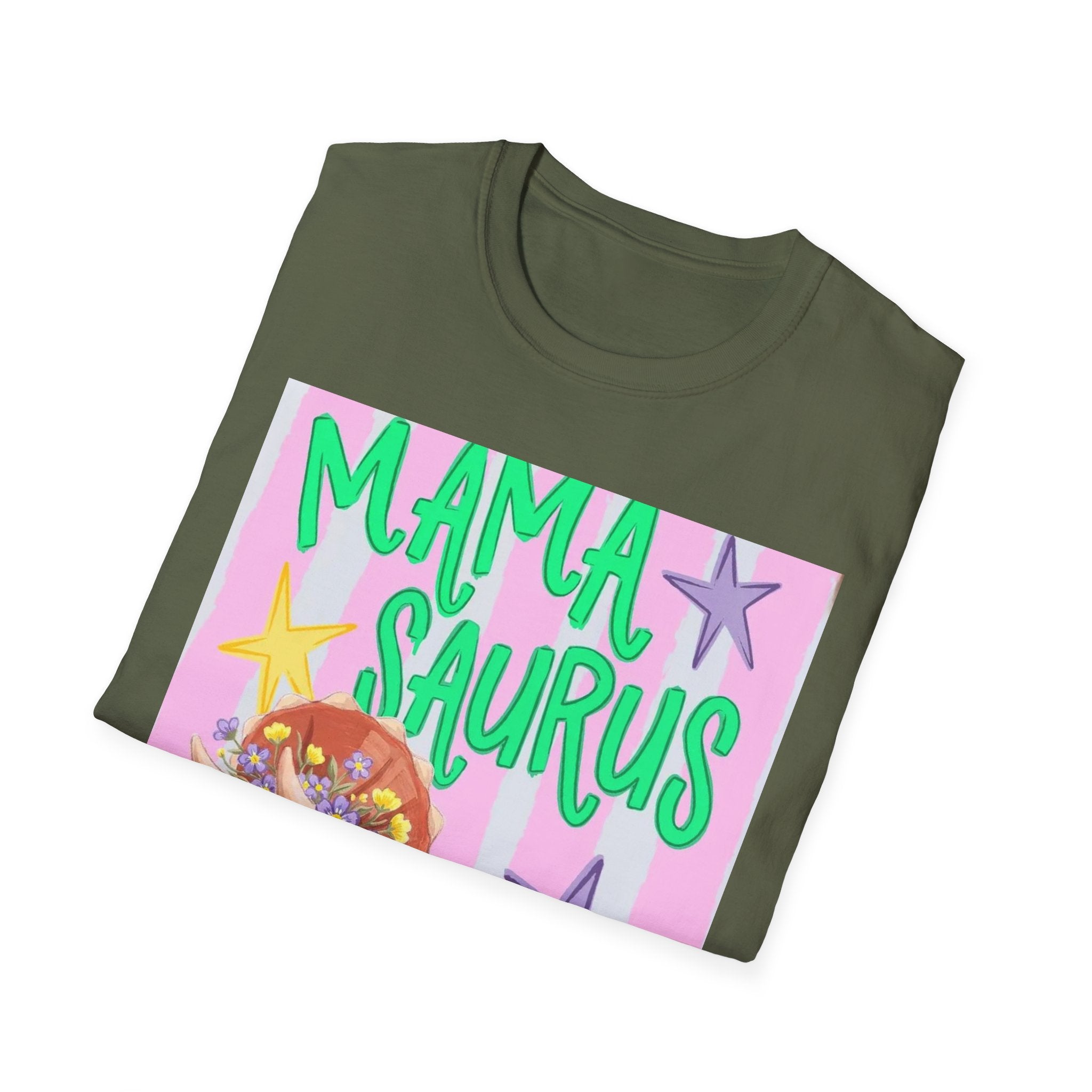 Mamasaurus T-Shirt — Cute Triceratops 'MAMA SAURUS' Graphic Tee for Moms
