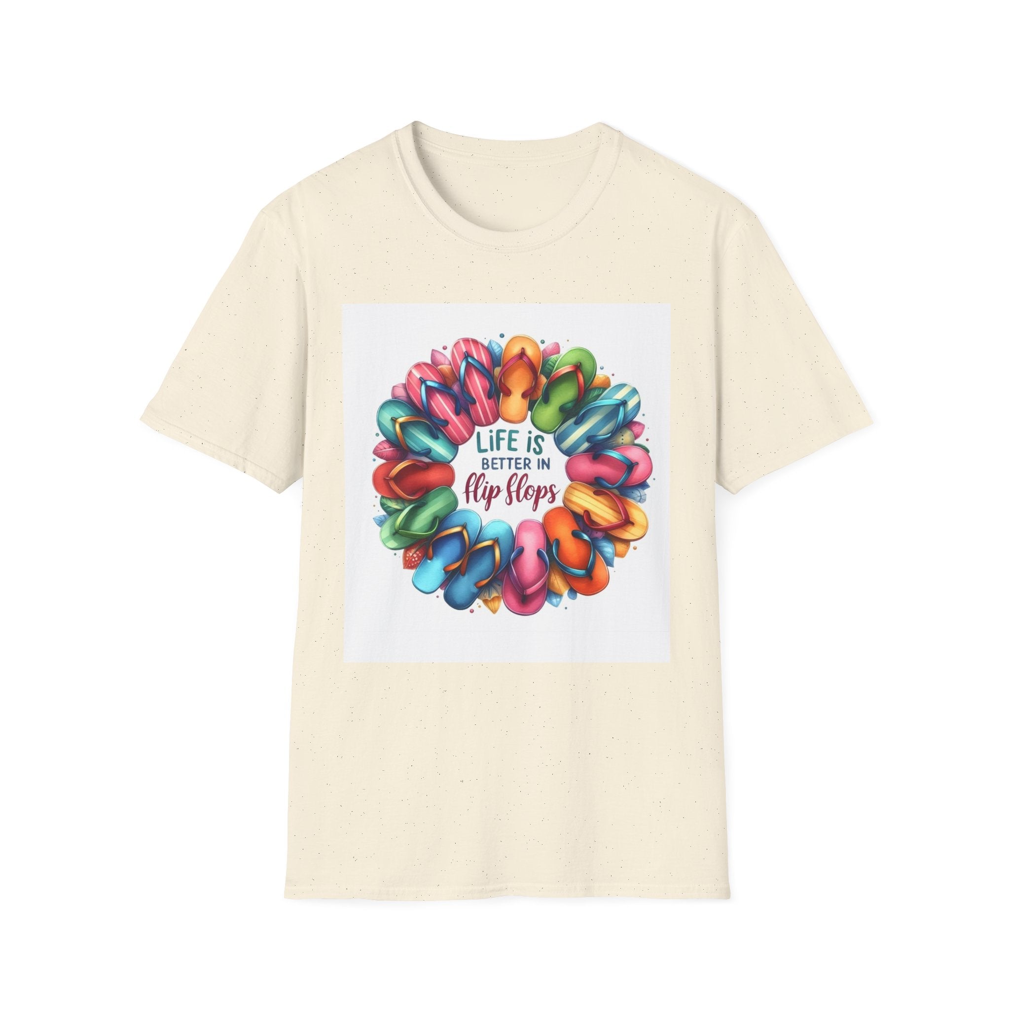 Flip Flop Circle Graphic T-Shirt - "Life Is Better in Flip Flops" Summer Tee