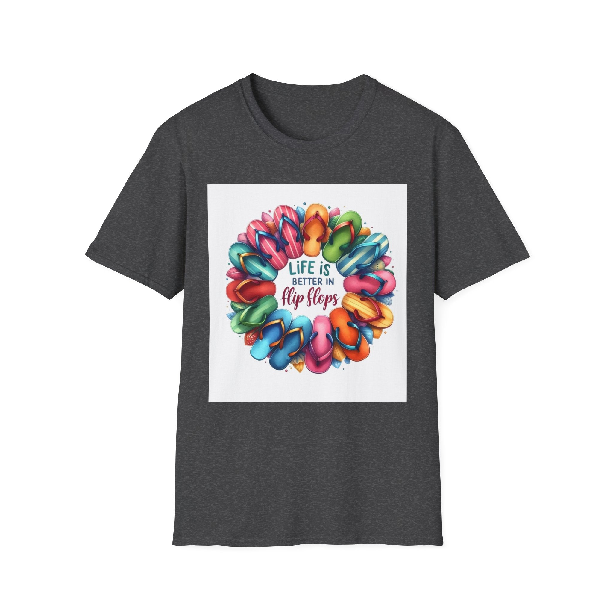 Flip Flop Circle Graphic T-Shirt - "Life Is Better in Flip Flops" Summer Tee