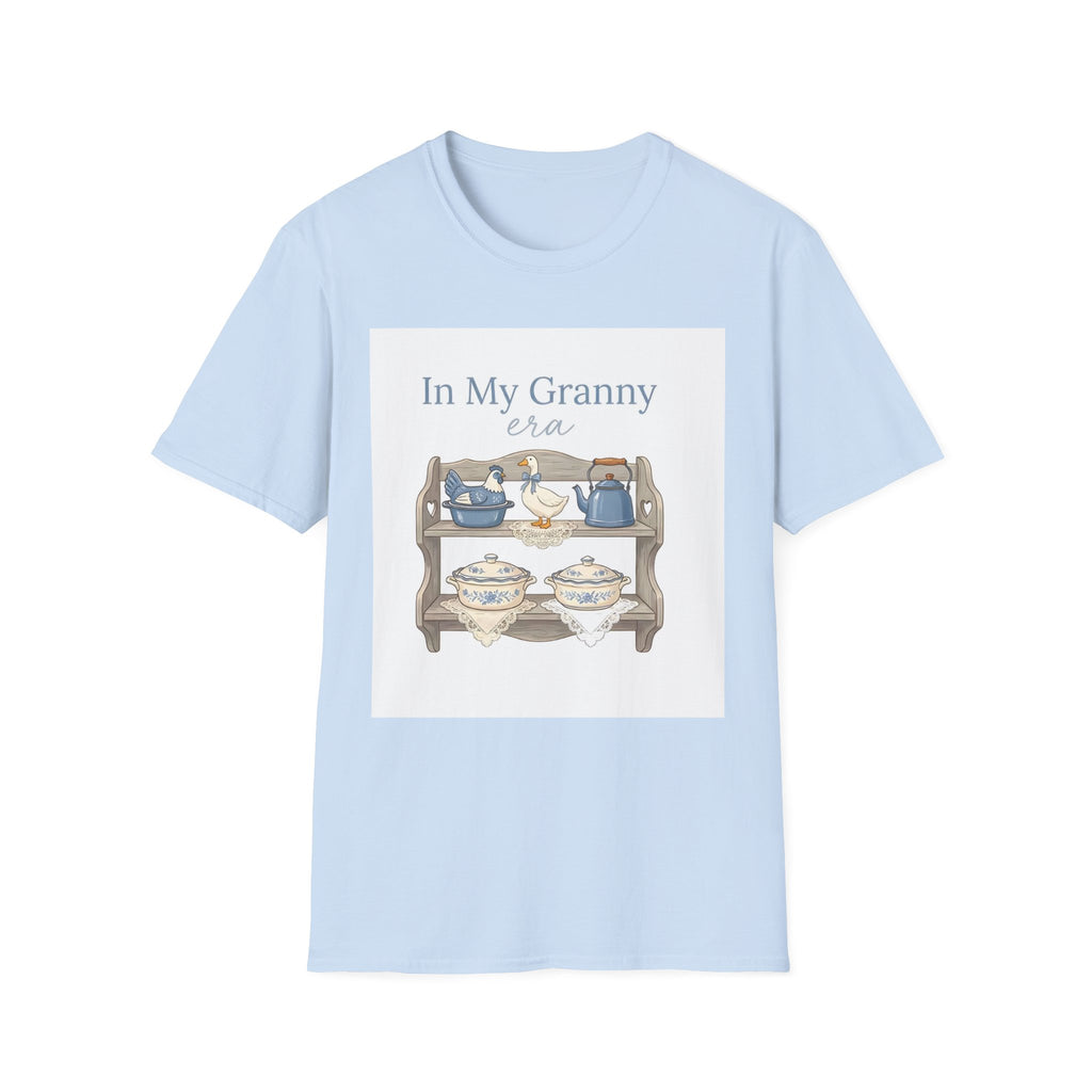 In My Granny Era Tea Cup Shelf T-Shirt — Vintage Grandma Tea Set Tee