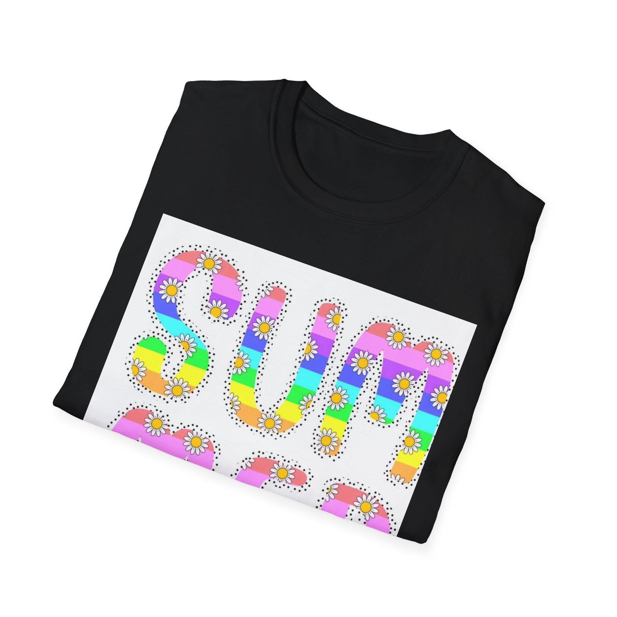 Summer Floral Graphic T‑Shirt — Colorful 'SUMMER' Text Design