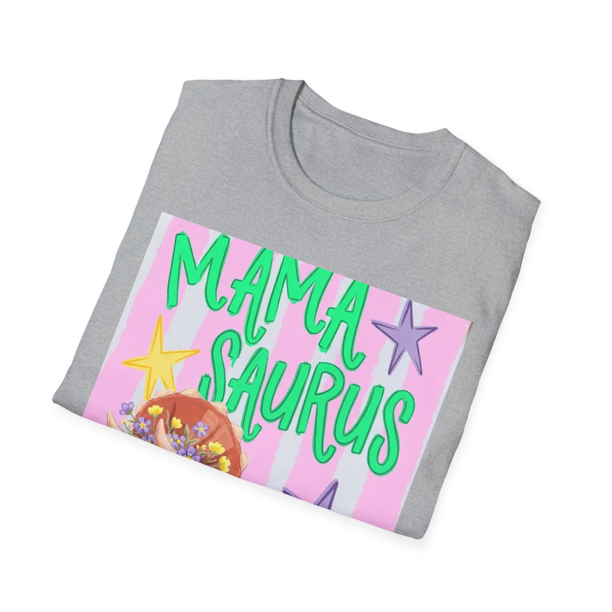 Mamasaurus T-Shirt — Cute Triceratops 'MAMA SAURUS' Graphic Tee for Moms