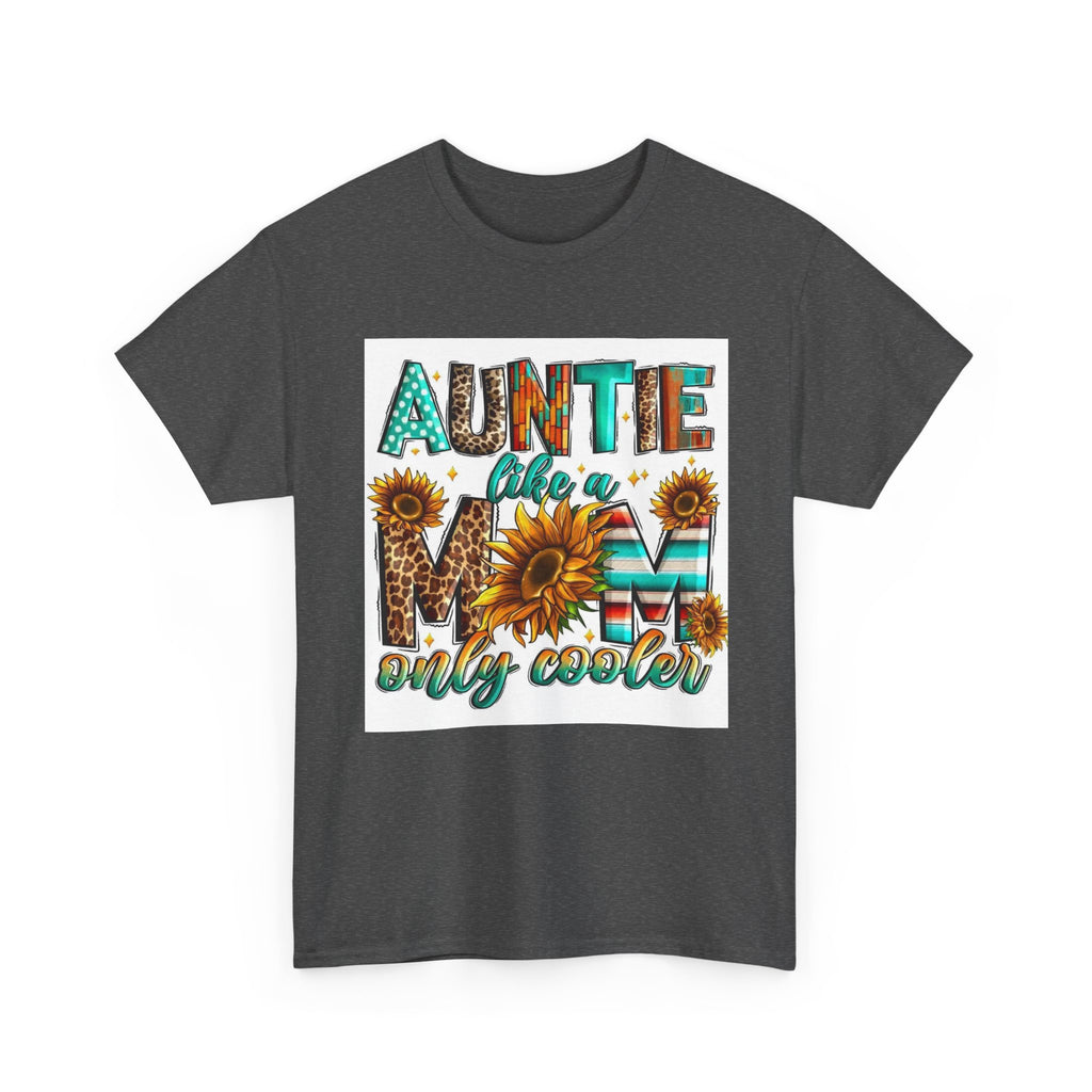 Auntie Like a Mom Only Cooler T-Shirt – Sunflower Boho Graphic Tee for Aunts