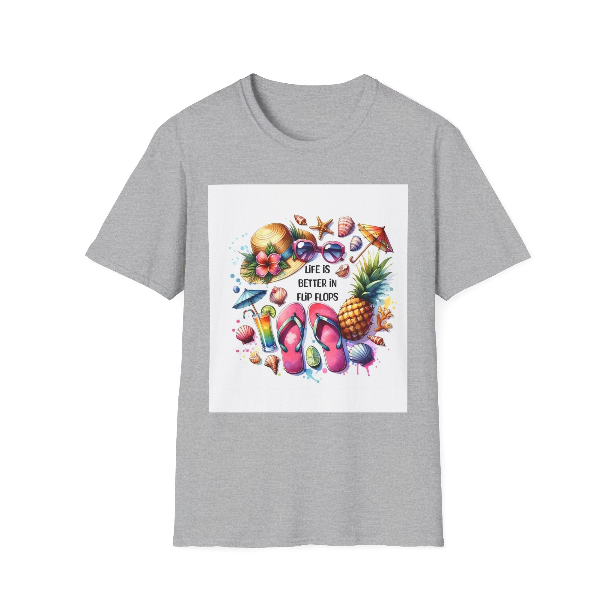 Beach Vibes T-Shirt — "Life Is Better in Flip Flops" Tropical Graphic Tee