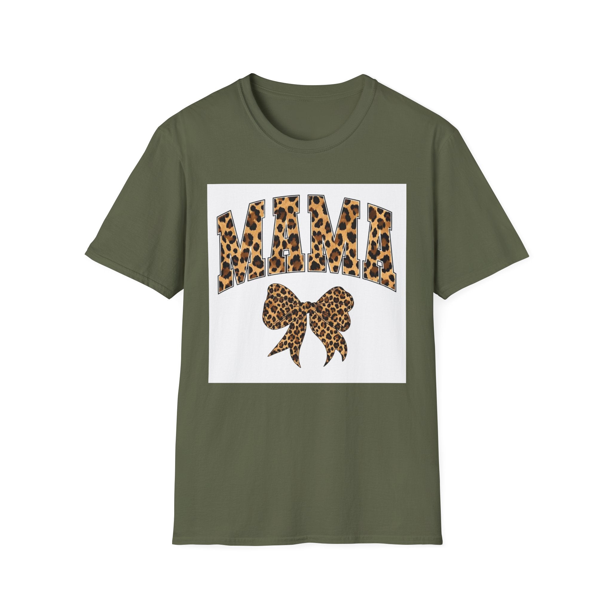 Mama Leopard Bow T-Shirt — Cute Leopard Print Mom Tee