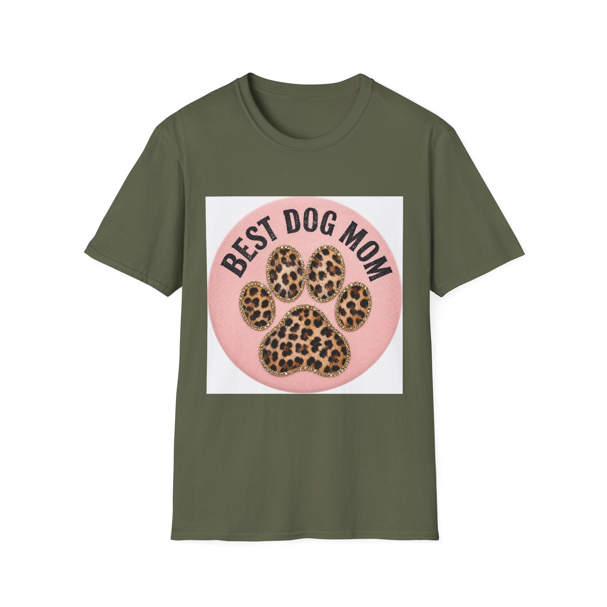Best Dog Mom T-Shirt — Leopard Paw Graphic