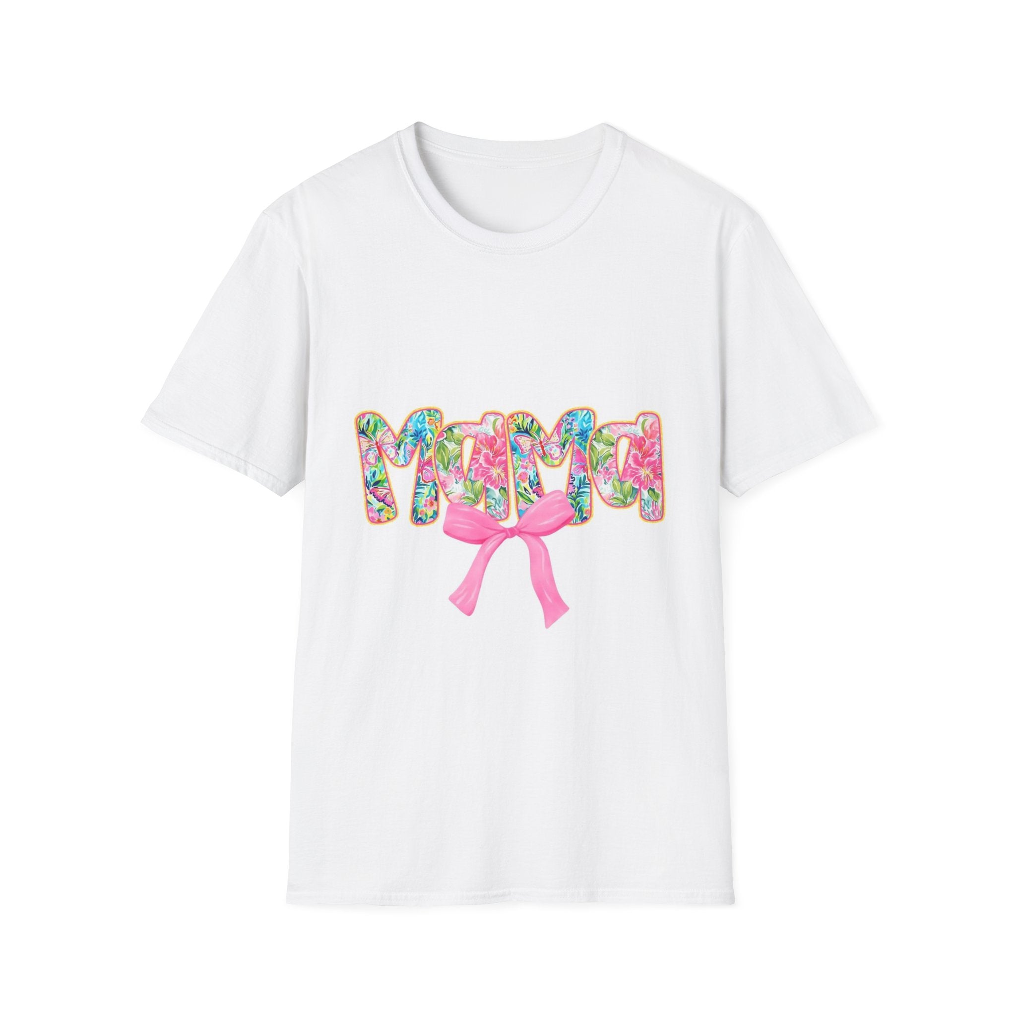 Mama Floral Graphic T-Shirt with Pink Bow