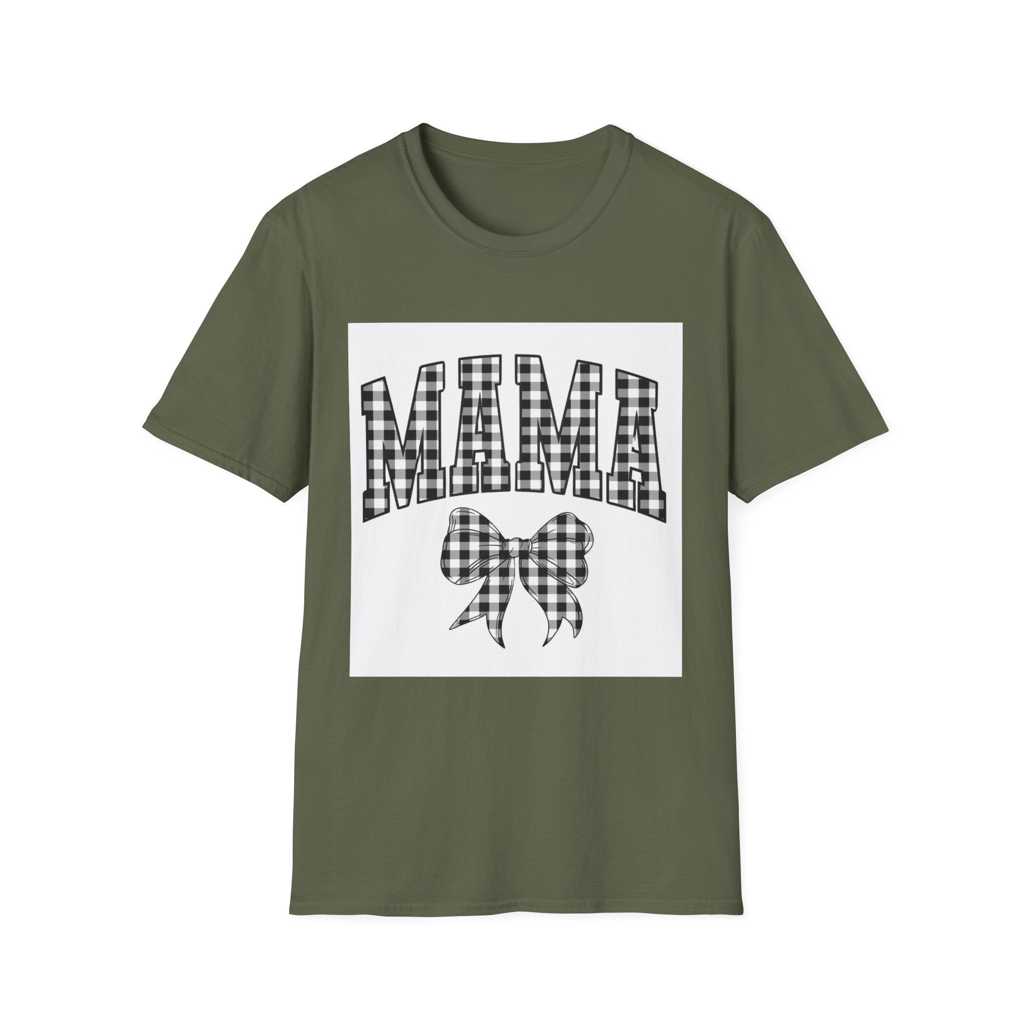 Mama Plaid Graphic T-Shirt — Buffalo Check Bow Mother's Day Tee