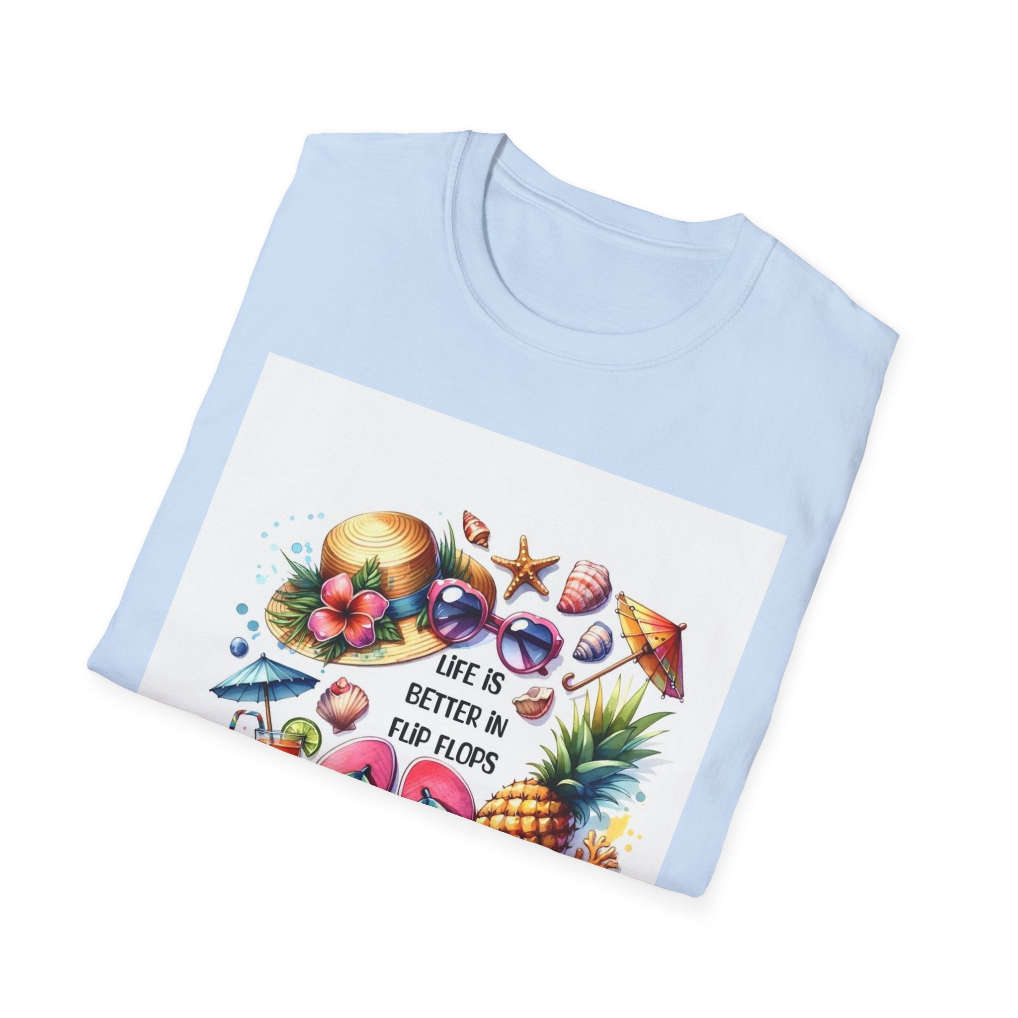 Beach Vibes T-Shirt — "Life Is Better in Flip Flops" Tropical Graphic Tee