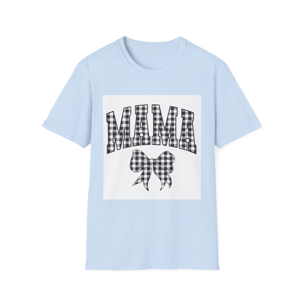 Mama Plaid Graphic T-Shirt — Buffalo Check Bow Mother's Day Tee