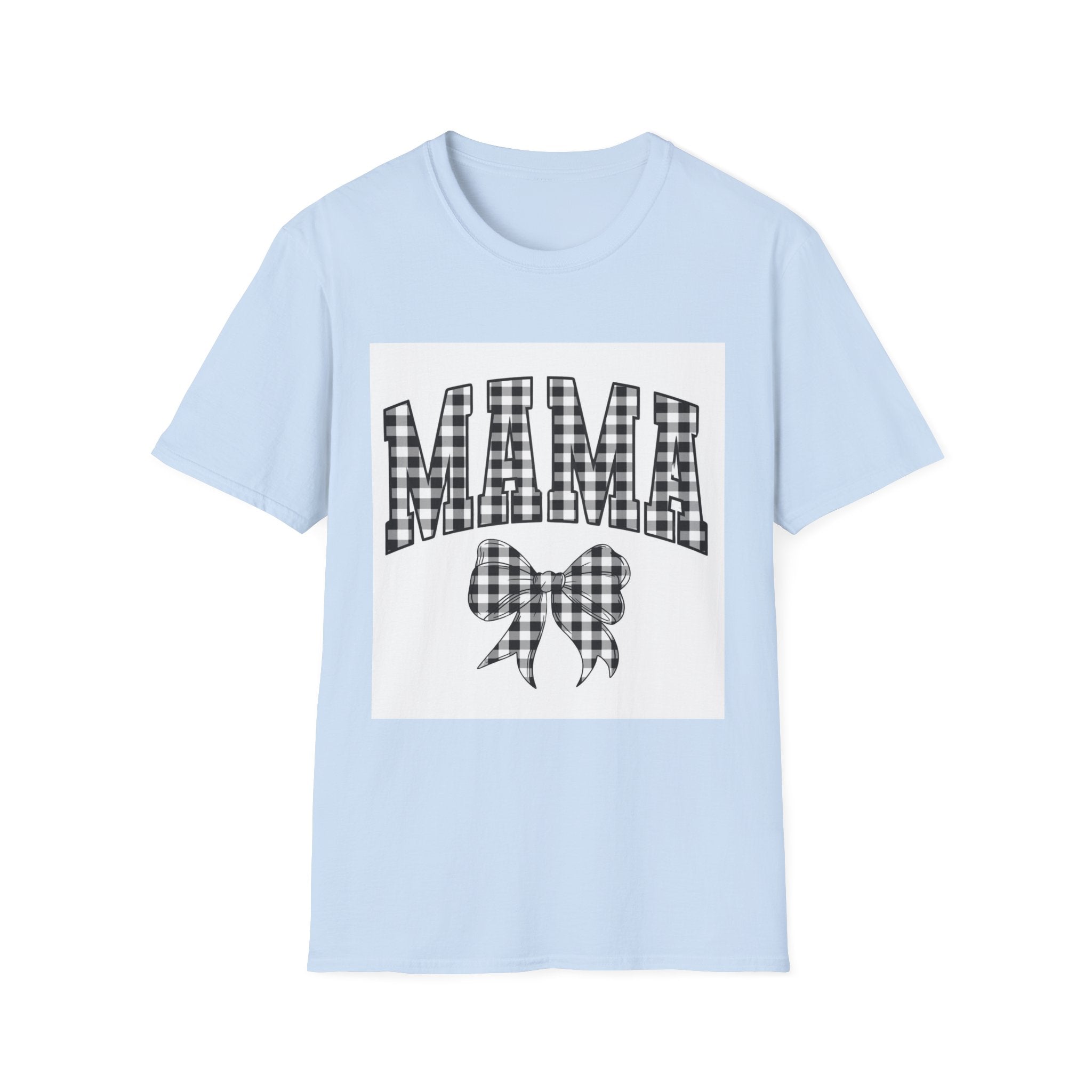 Mama Plaid Graphic T-Shirt — Buffalo Check Bow Mother's Day Tee