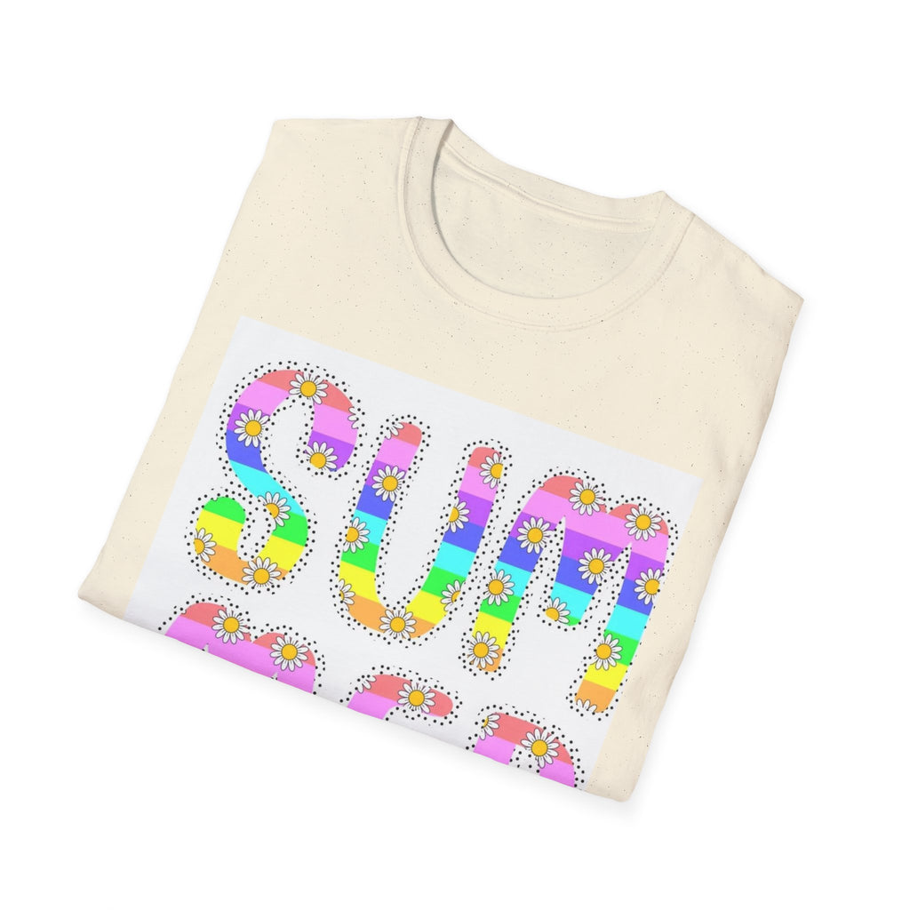 Summer Floral Graphic T‑Shirt — Colorful 'SUMMER' Text Design