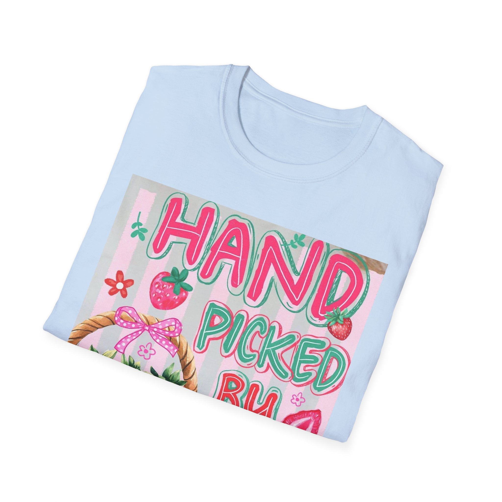 Christian T-Shirt "Hand Picked by God" — John 15:16 Strawberry Basket Graphic