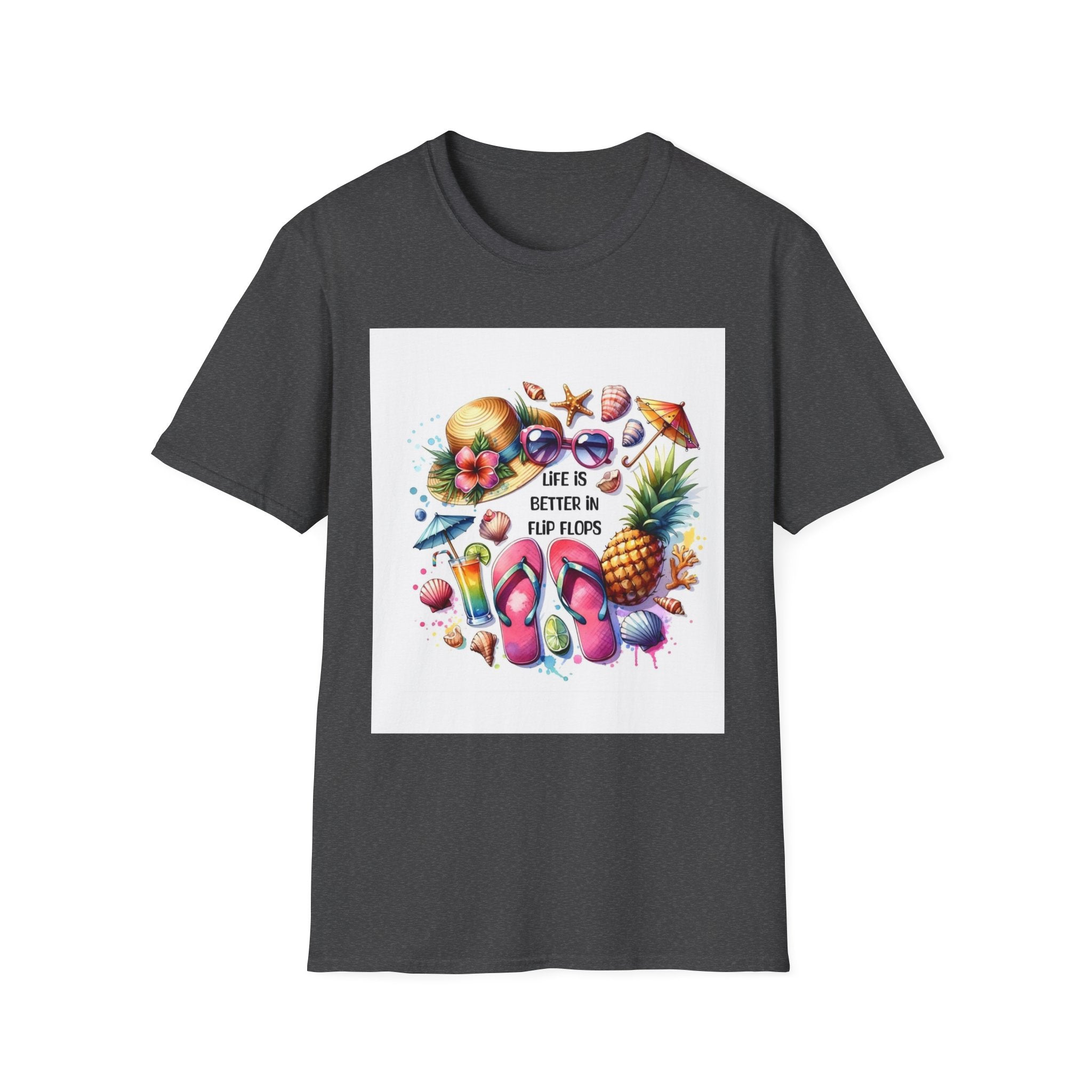 Beach Vibes T-Shirt — "Life Is Better in Flip Flops" Tropical Graphic Tee