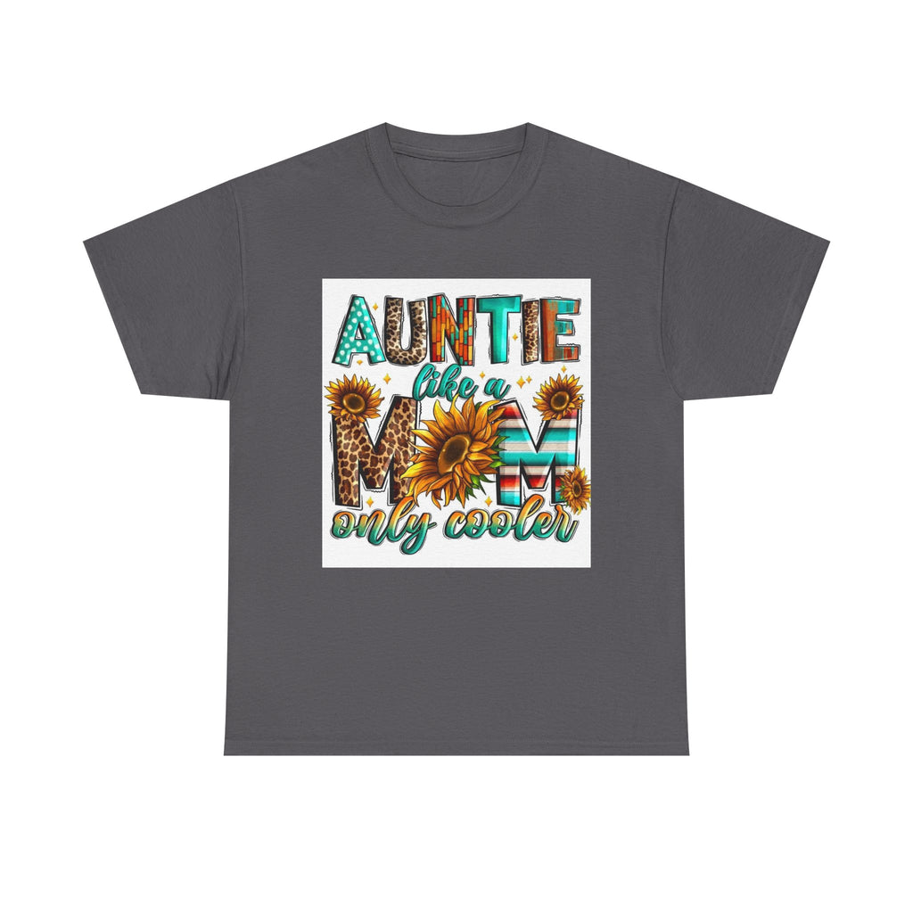 Auntie Like a Mom Only Cooler T-Shirt – Sunflower Boho Graphic Tee for Aunts