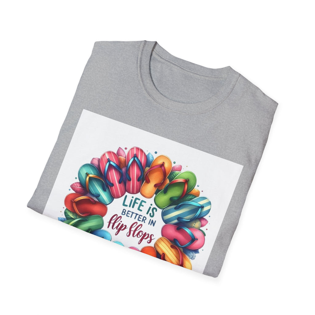 Flip Flop Circle Graphic T-Shirt - "Life Is Better in Flip Flops" Summer Tee