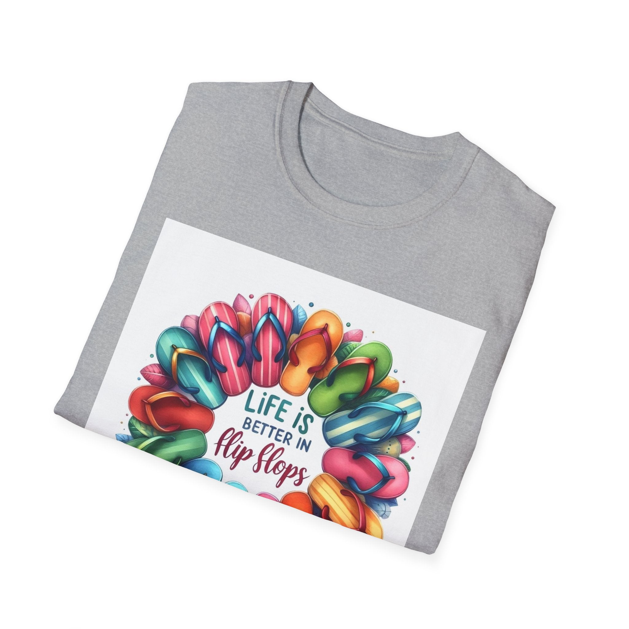 Flip Flop Circle Graphic T-Shirt - "Life Is Better in Flip Flops" Summer Tee