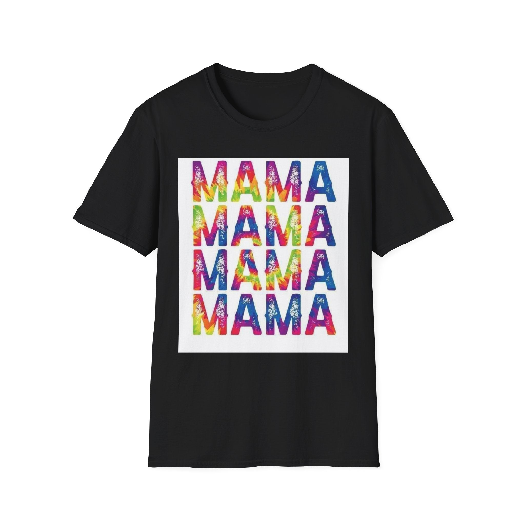 Mama Tie-Dye Stack T-Shirt — Colorful 'MAMA' Graphic Tee for Moms, Mother’s Day Gift