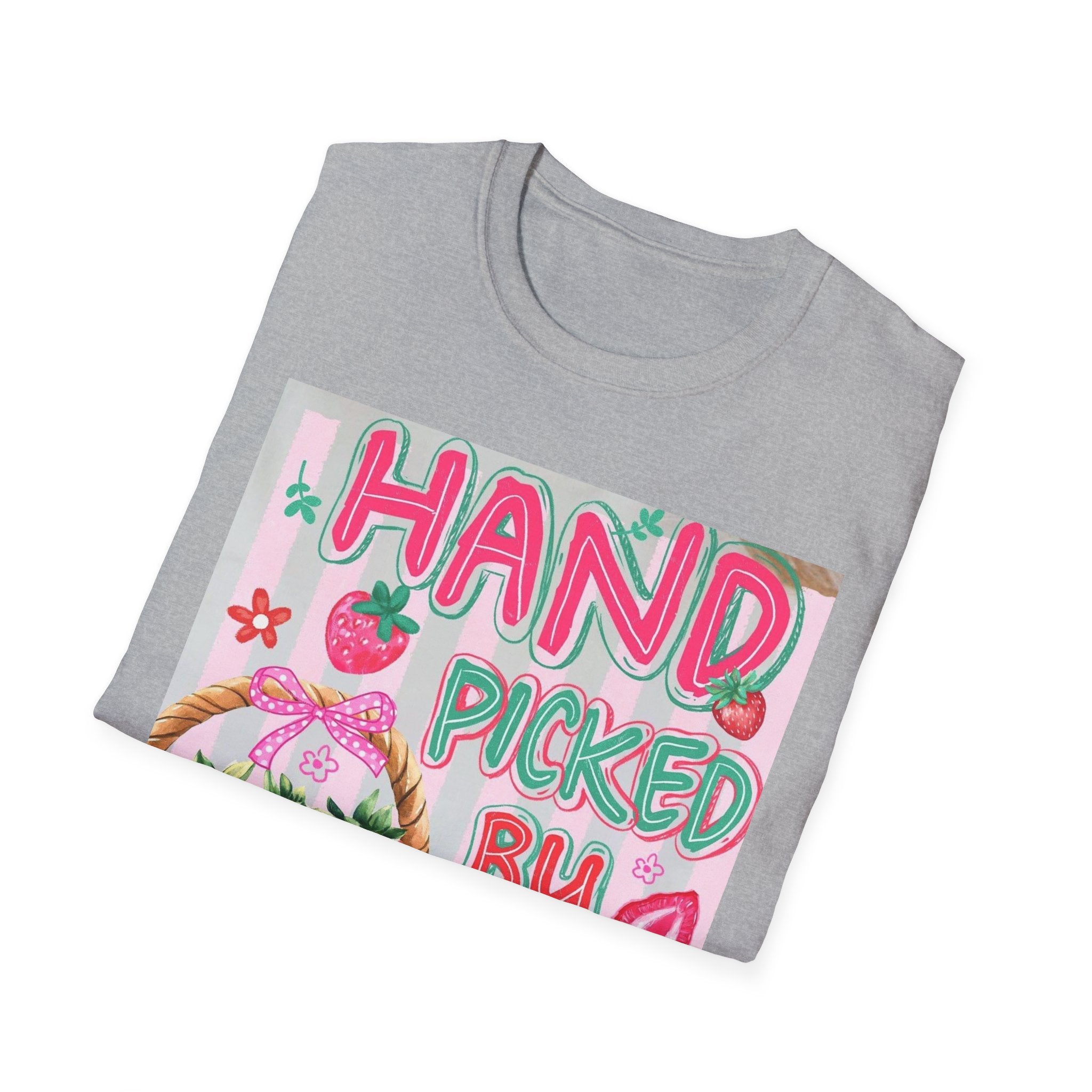 Christian T-Shirt "Hand Picked by God" — John 15:16 Strawberry Basket Graphic