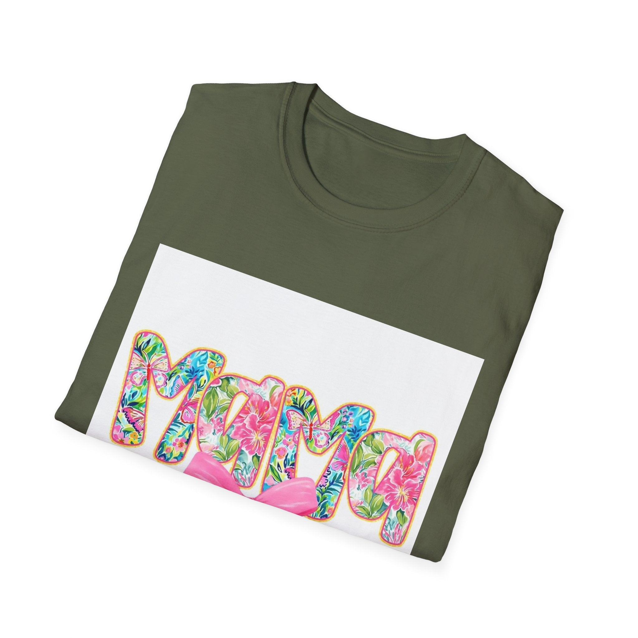 Mama Floral Graphic T-Shirt with Pink Bow