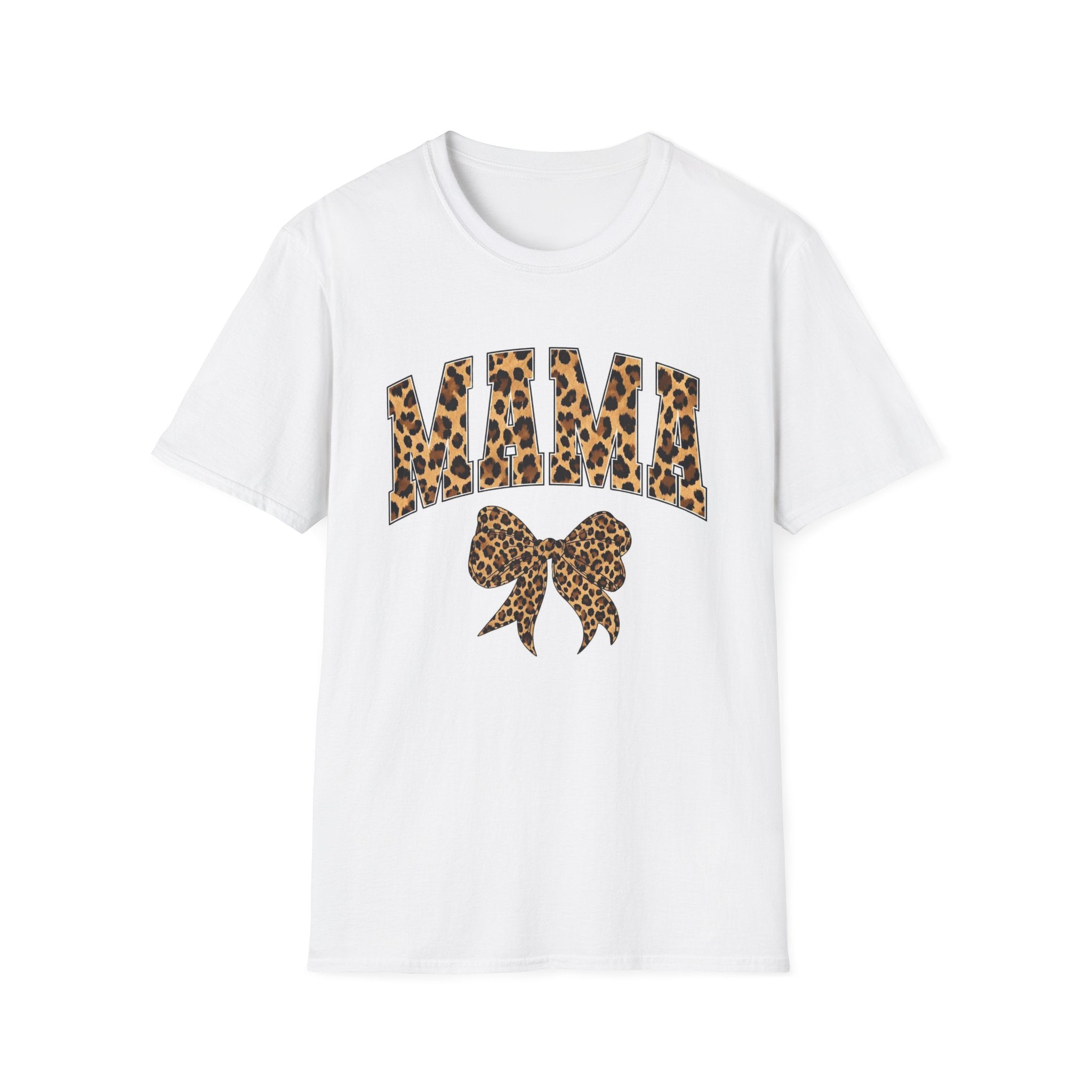 Mama Leopard Bow T-Shirt — Cute Leopard Print Mom Tee
