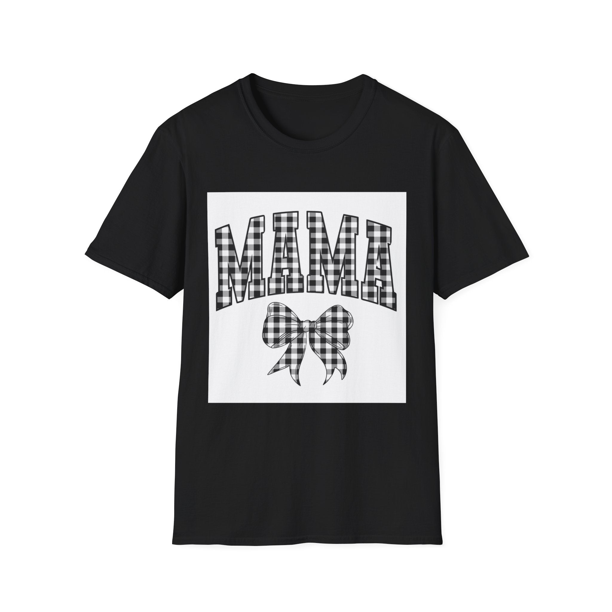 Mama Plaid Graphic T-Shirt — Buffalo Check Bow Mother's Day Tee