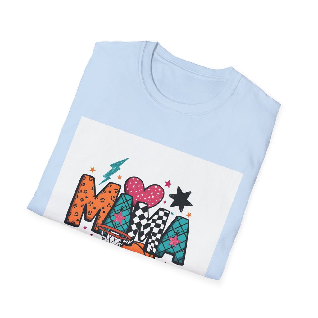 Mama Basketball Graphic T‑Shirt — Colorful Sports Mom Tee