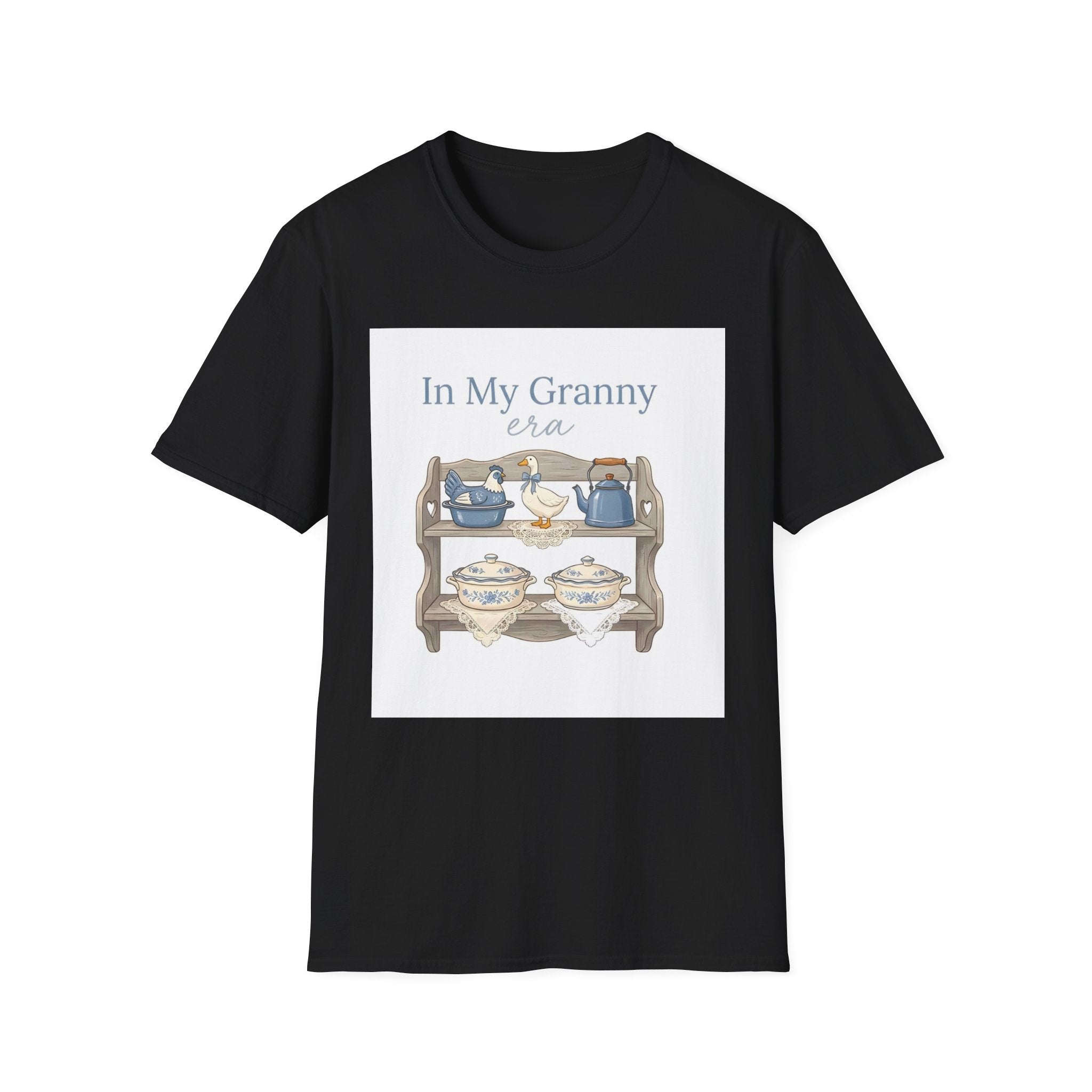 In My Granny Era Tea Cup Shelf T-Shirt — Vintage Grandma Tea Set Tee