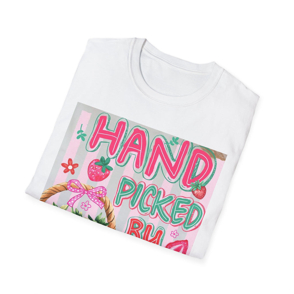 Christian T-Shirt "Hand Picked by God" — John 15:16 Strawberry Basket Graphic