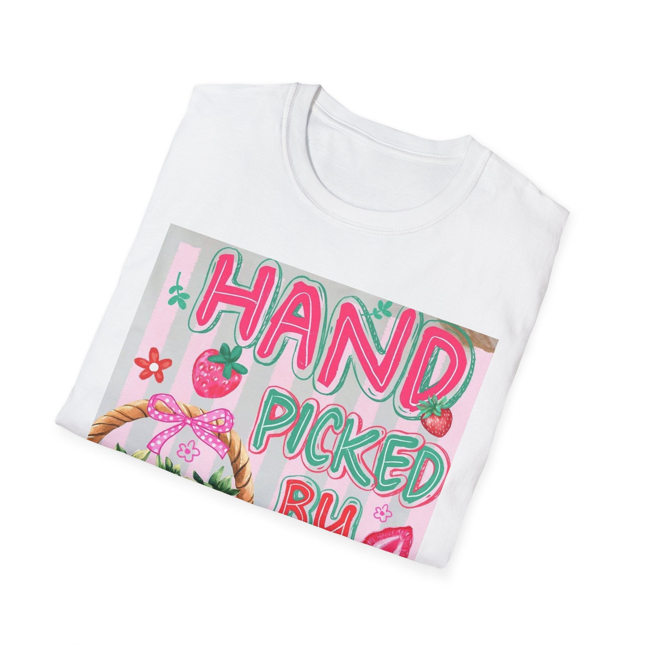 Christian T-Shirt "Hand Picked by God" — John 15:16 Strawberry Basket Graphic
