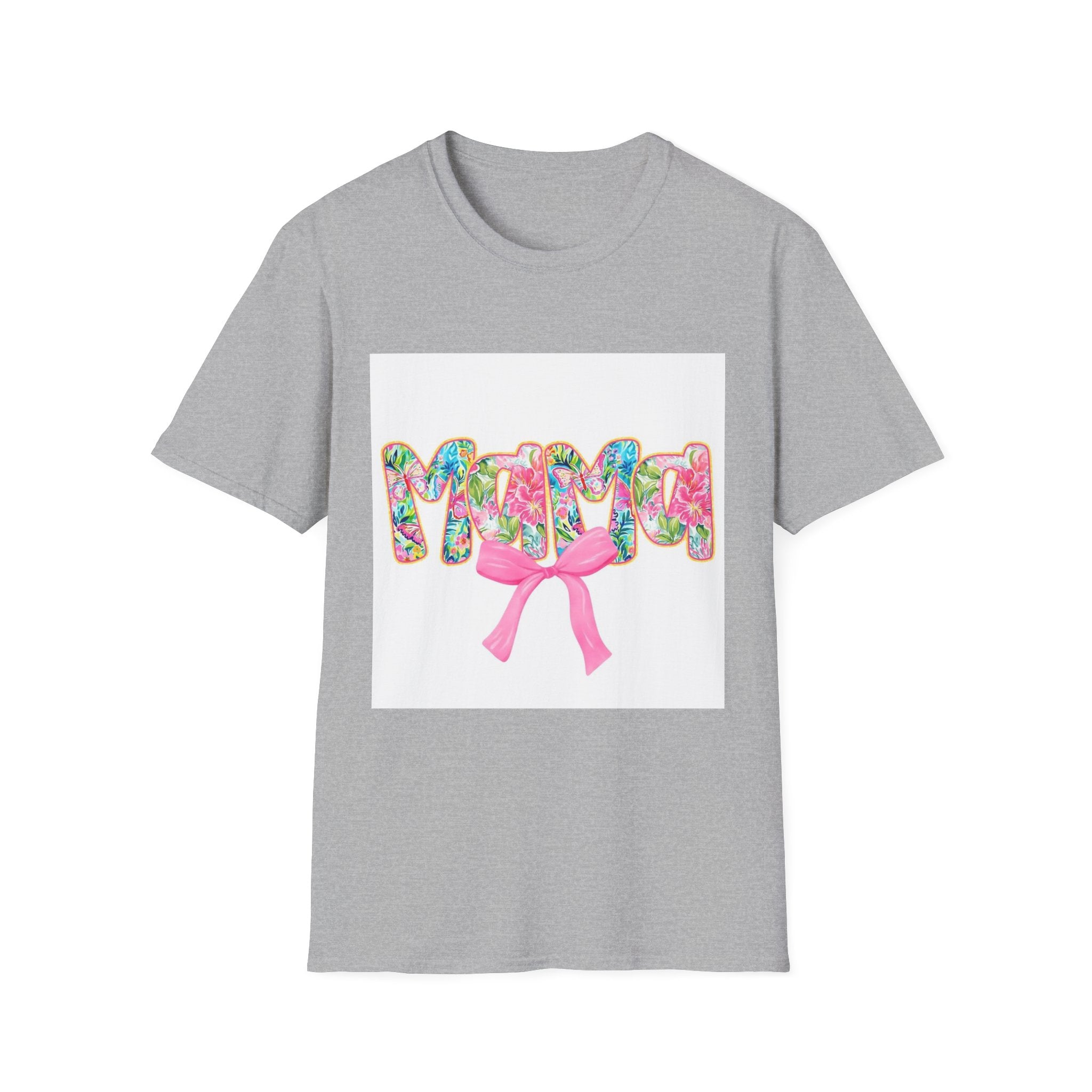 Mama Floral Graphic T-Shirt with Pink Bow