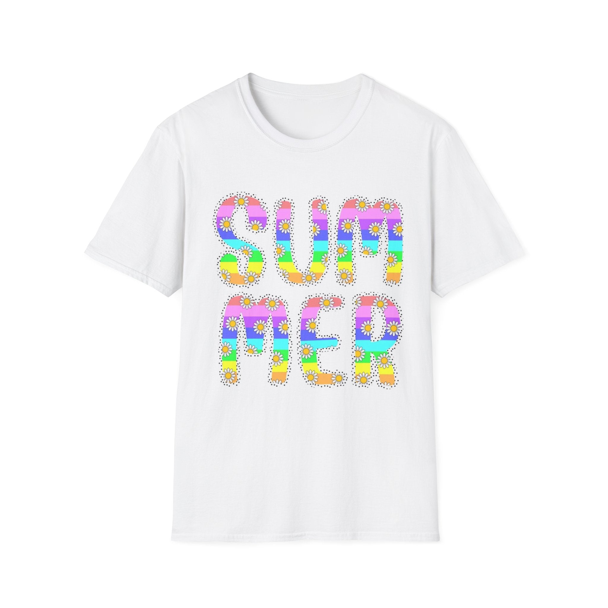 Summer Floral Graphic T‑Shirt — Colorful 'SUMMER' Text Design