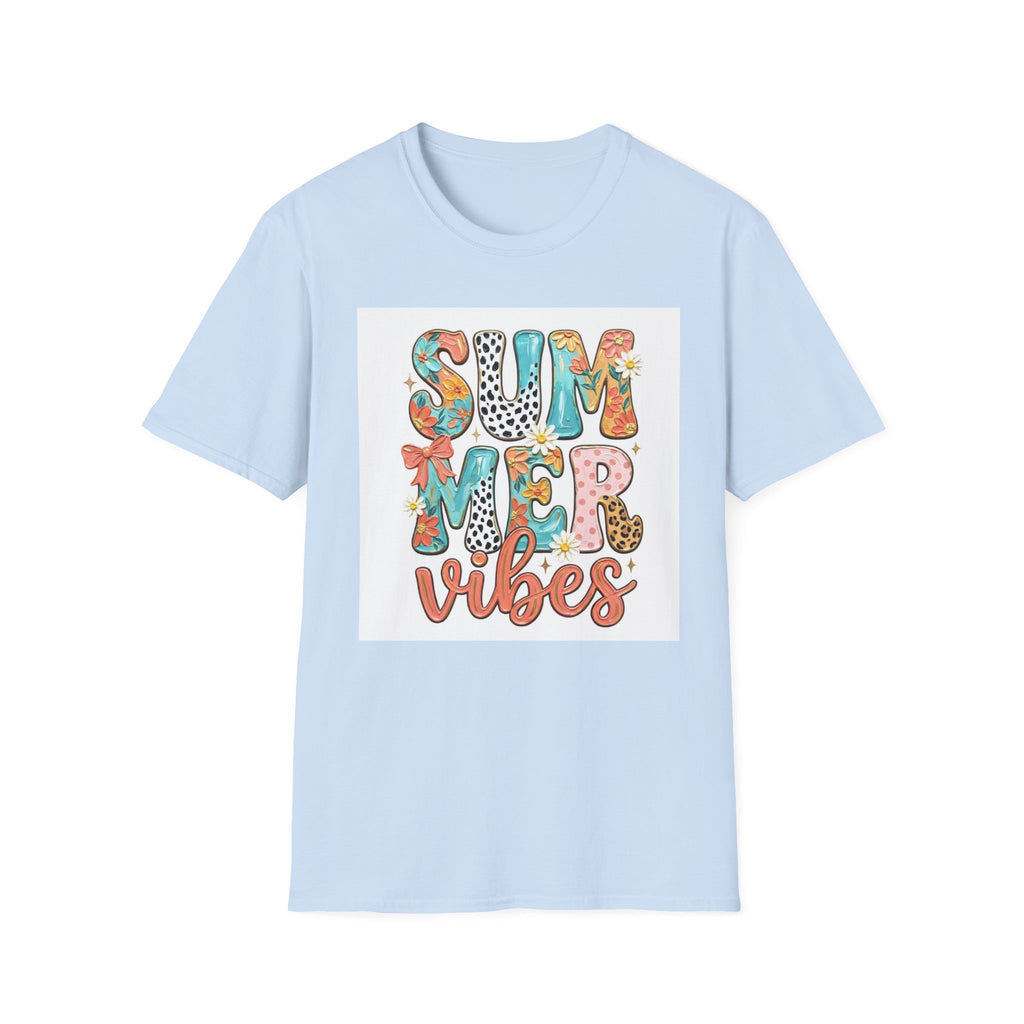 Summer Vibes T-Shirt — Colorful Floral & Leopard Print Graphic Tee