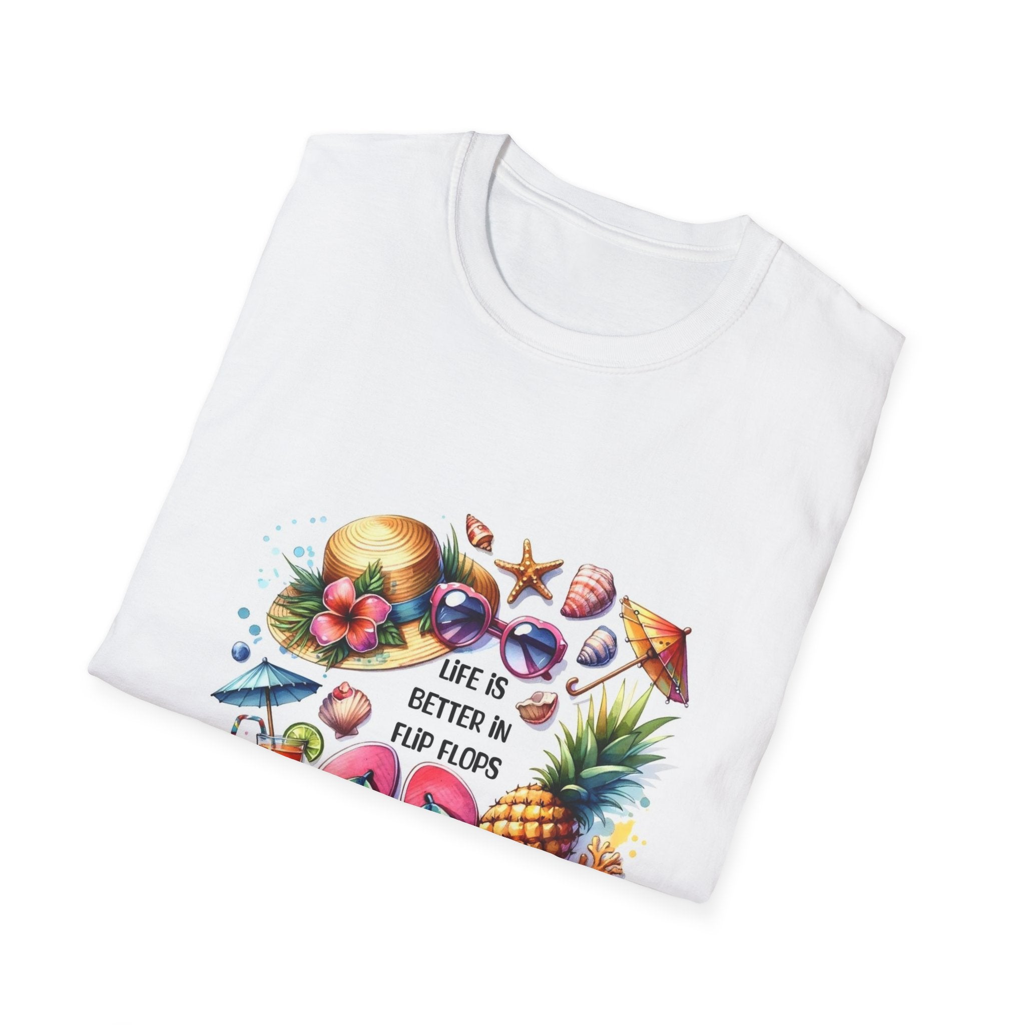 Beach Vibes T-Shirt — "Life Is Better in Flip Flops" Tropical Graphic Tee