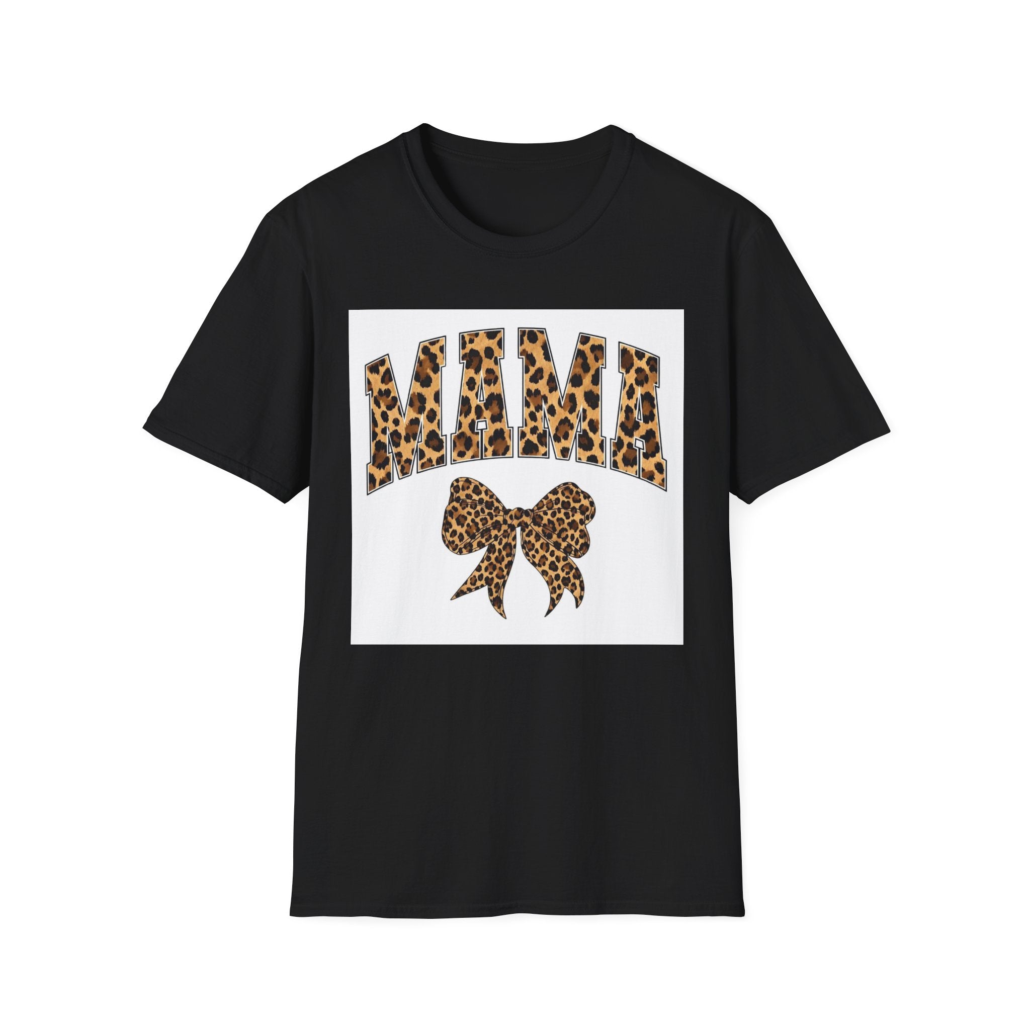 Mama Leopard Bow T-Shirt — Cute Leopard Print Mom Tee