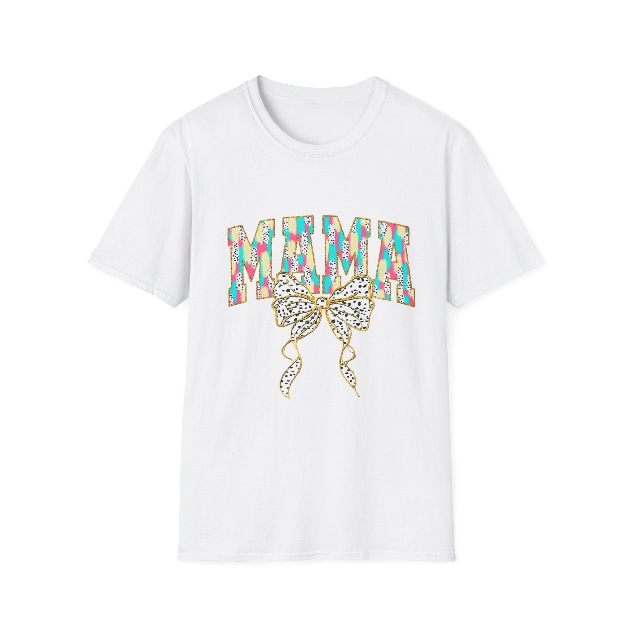 Mama Floral Bow T-Shirt — Colorful Leopard Print Mom Tee