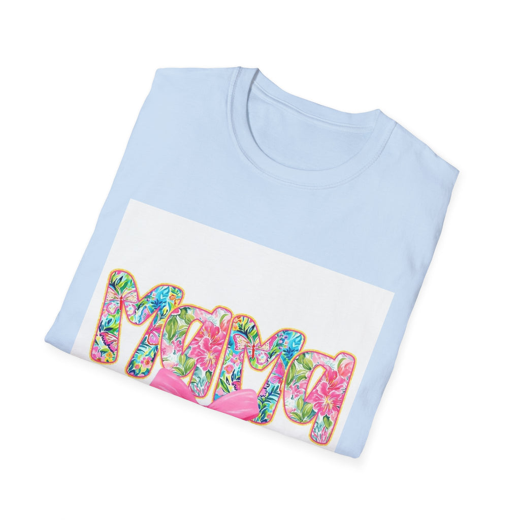 Mama Floral Graphic T-Shirt with Pink Bow