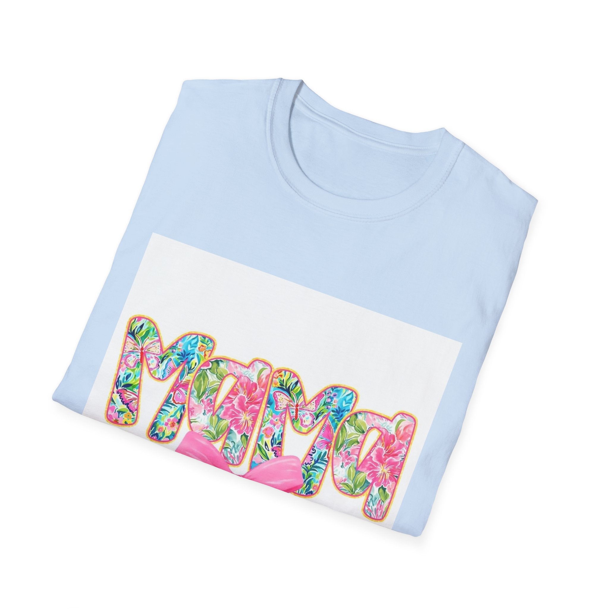 Mama Floral Graphic T-Shirt with Pink Bow