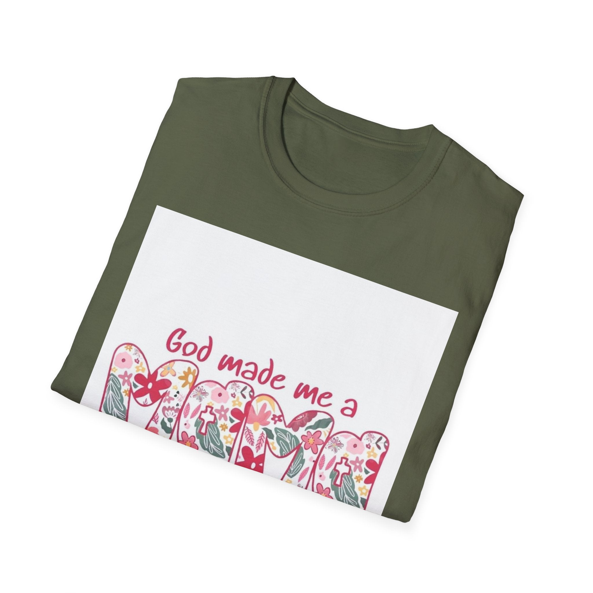God Made Me a Mama Floral T-Shirt — Christian Mom Gift, Mother's Day Tee