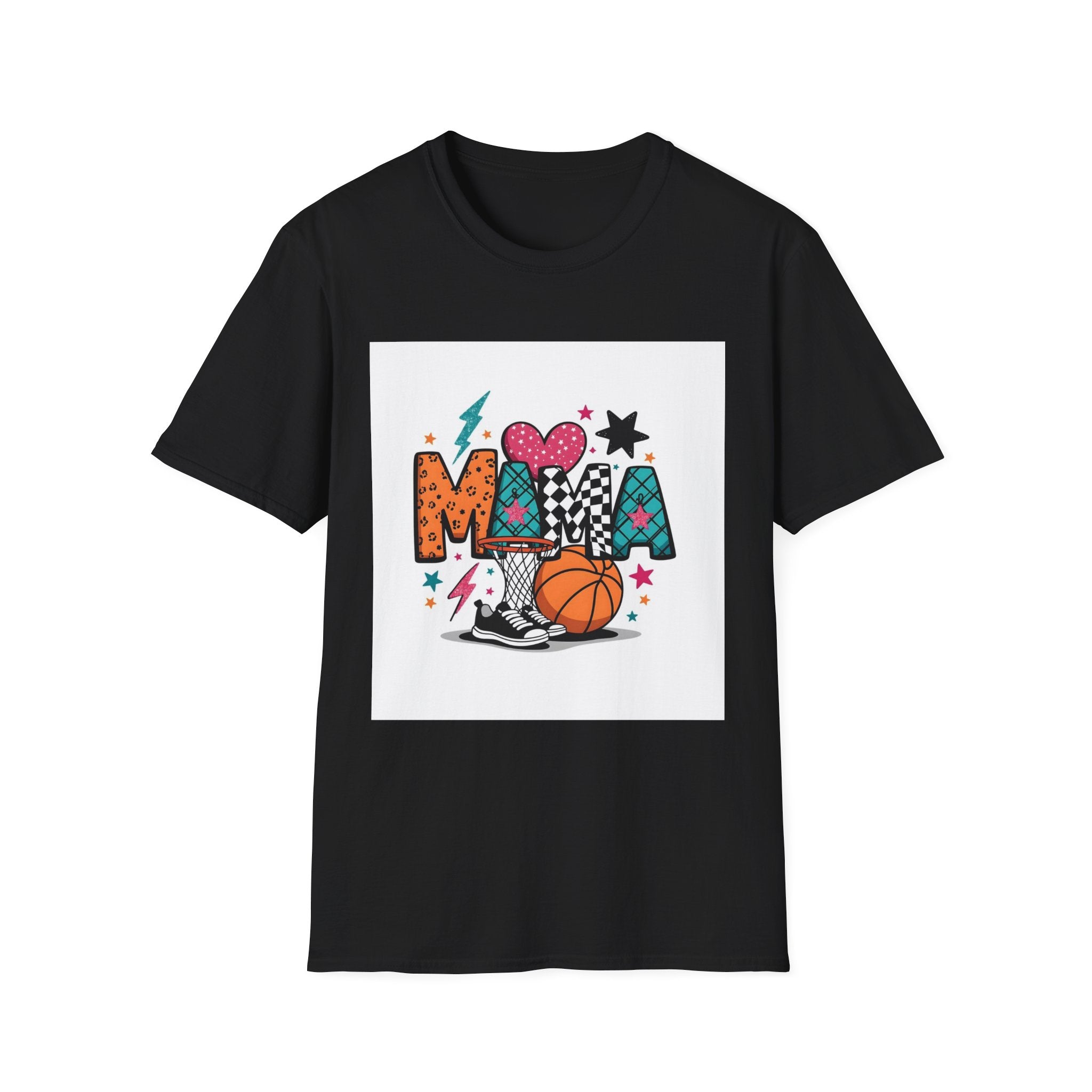 Mama Basketball Graphic T‑Shirt — Colorful Sports Mom Tee