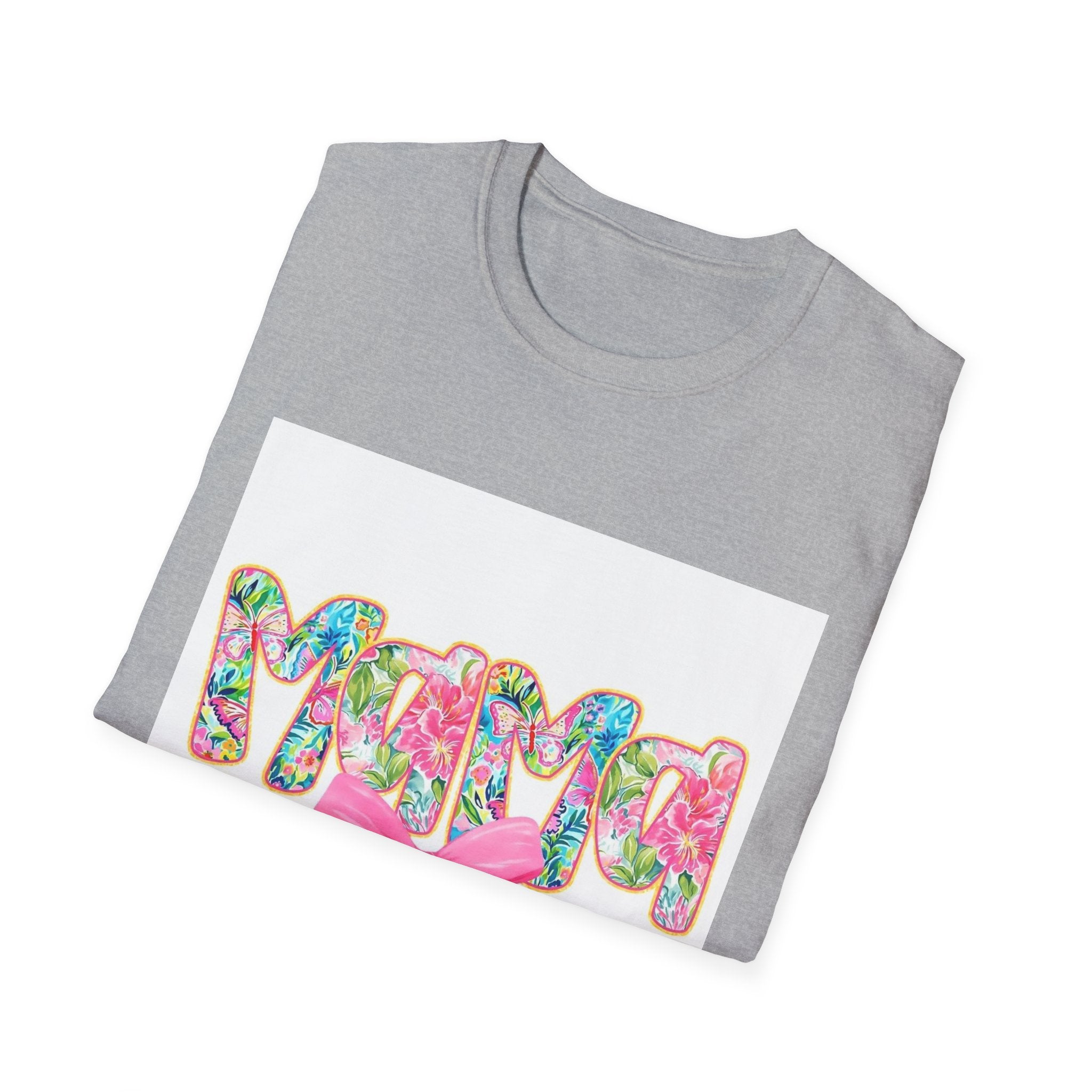 Mama Floral Graphic T-Shirt with Pink Bow