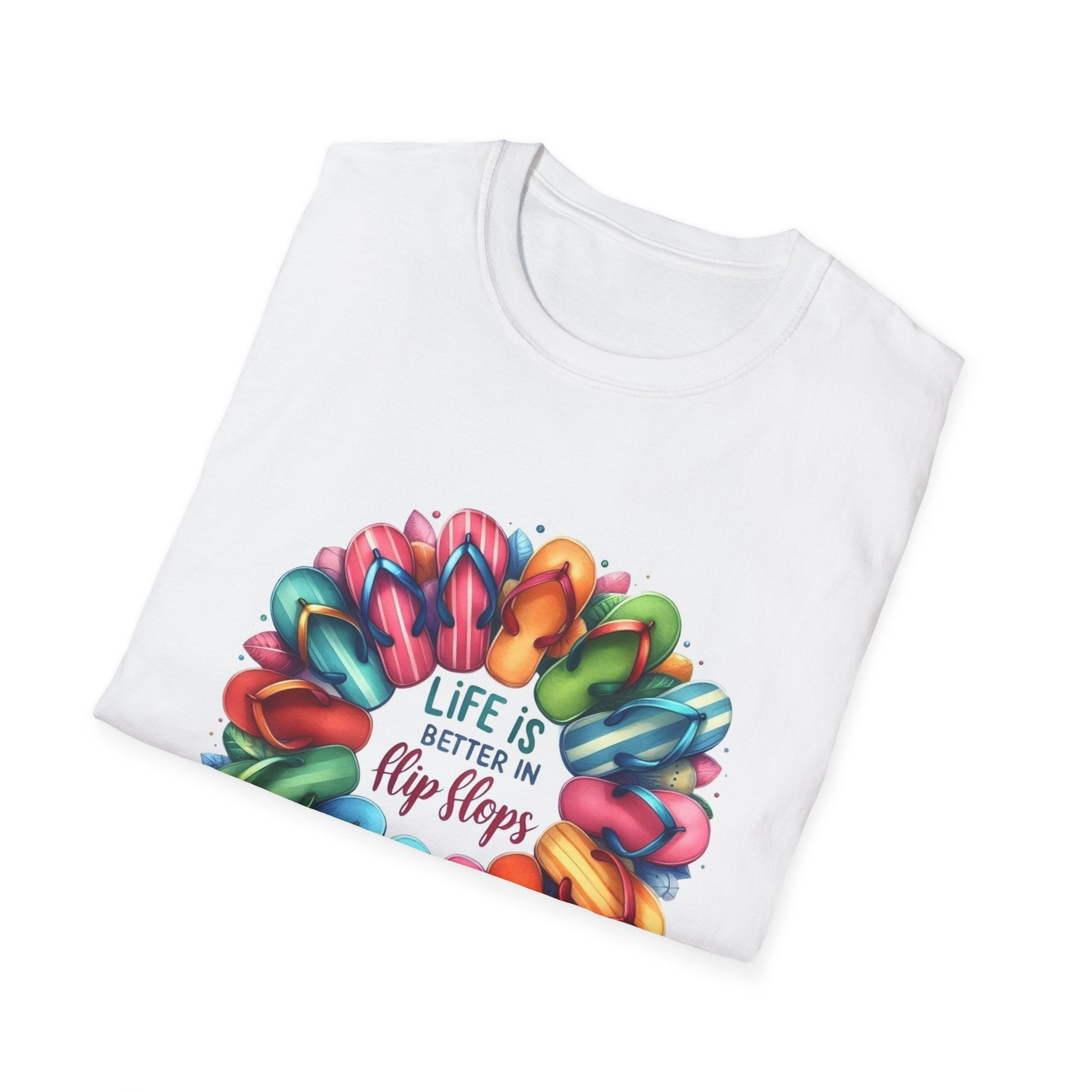 Flip Flop Circle Graphic T-Shirt - "Life Is Better in Flip Flops" Summer Tee